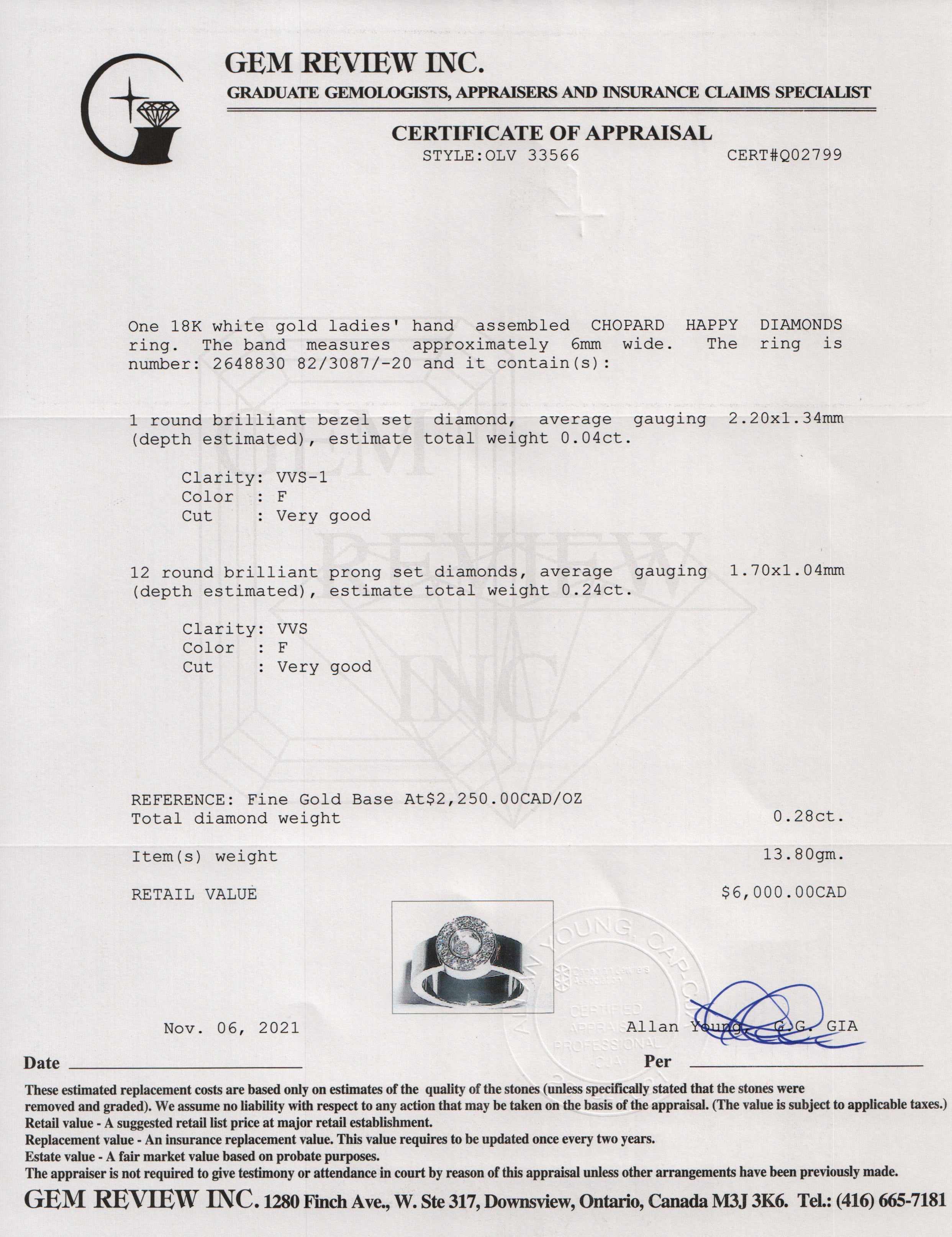 Chopard 18k White Gold Happy Diamonds Oval Ring