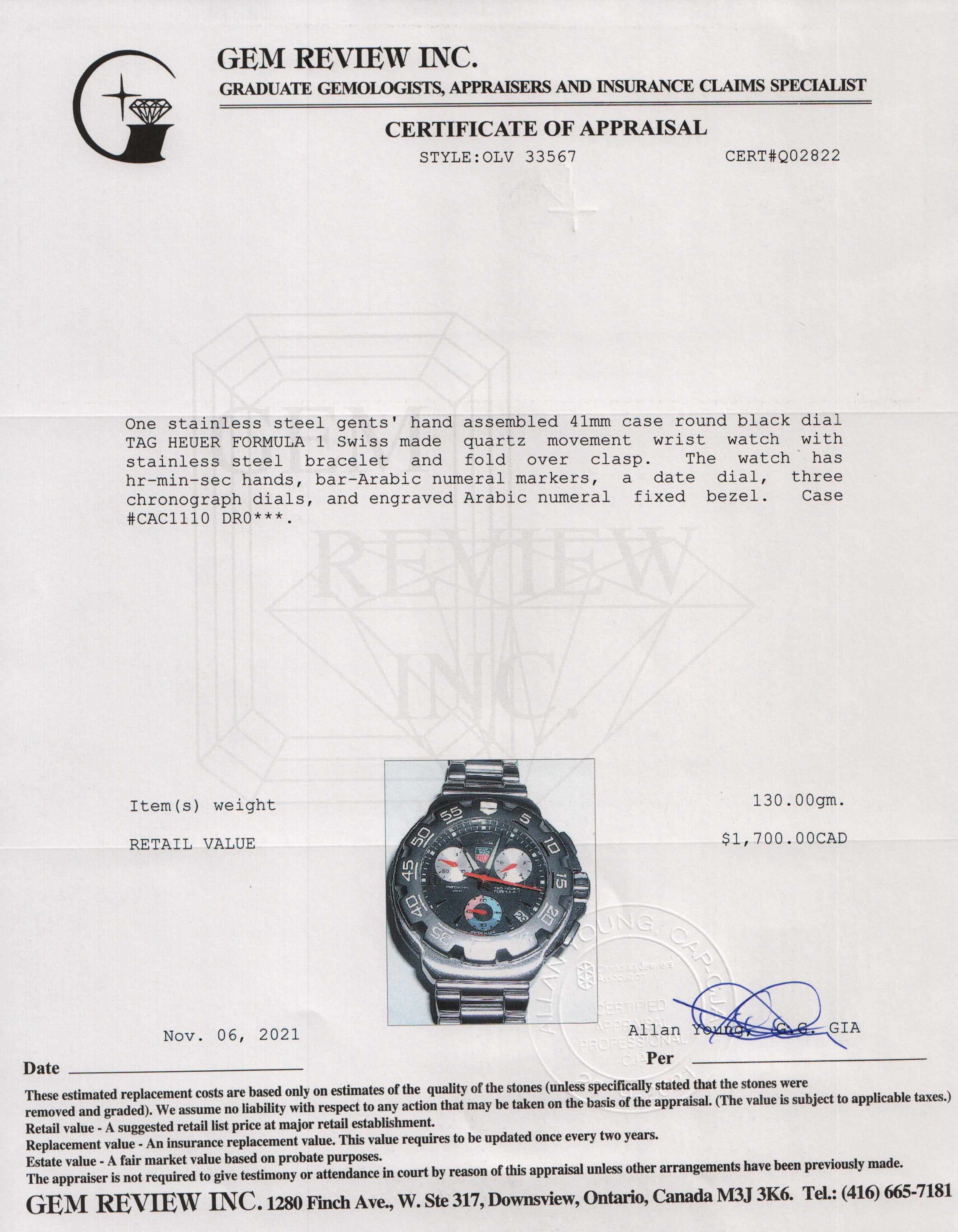 Tag Heuer Formula 1 Chronograph Watch