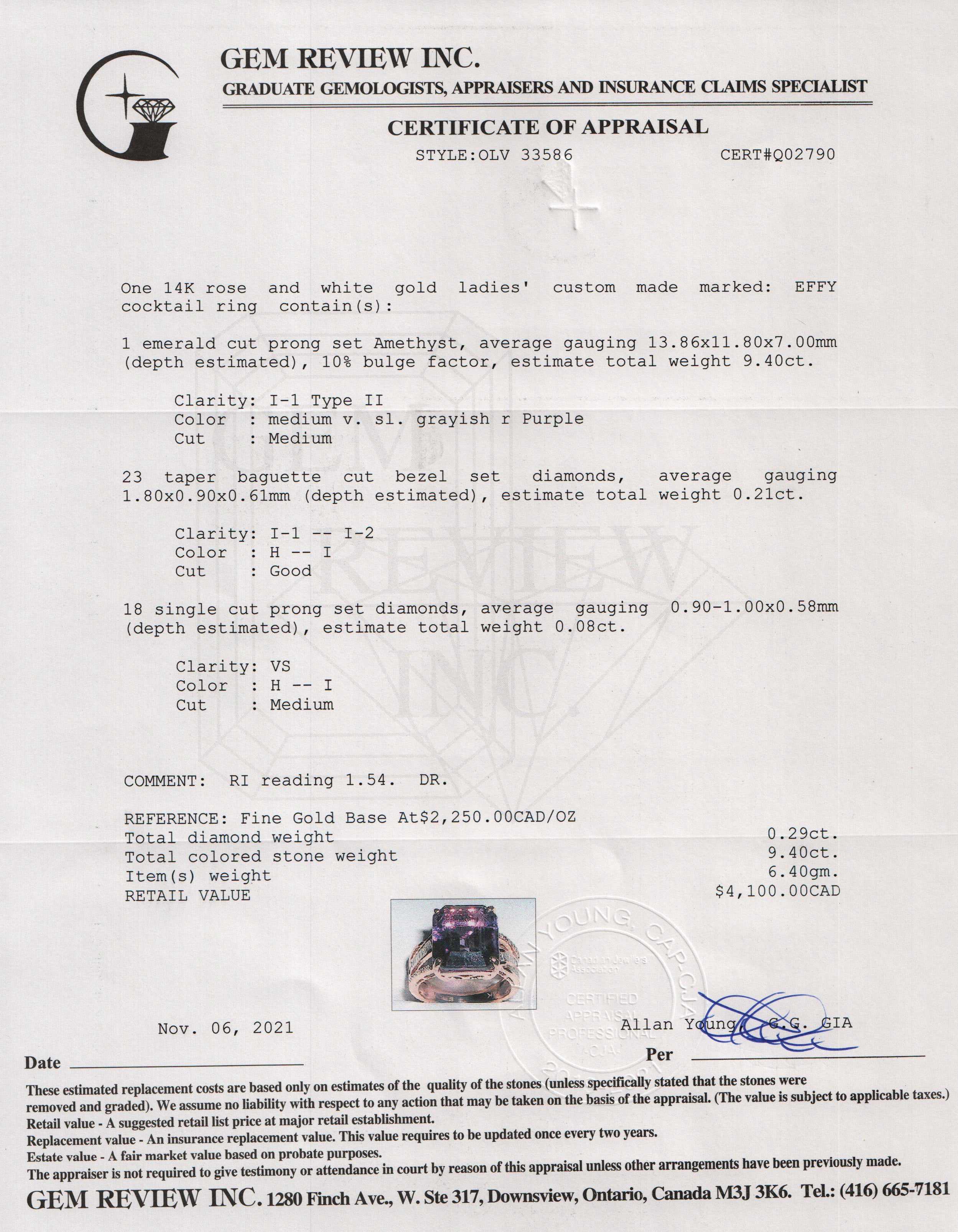 EFFY Amethyst & Diamond Cocktail Ring