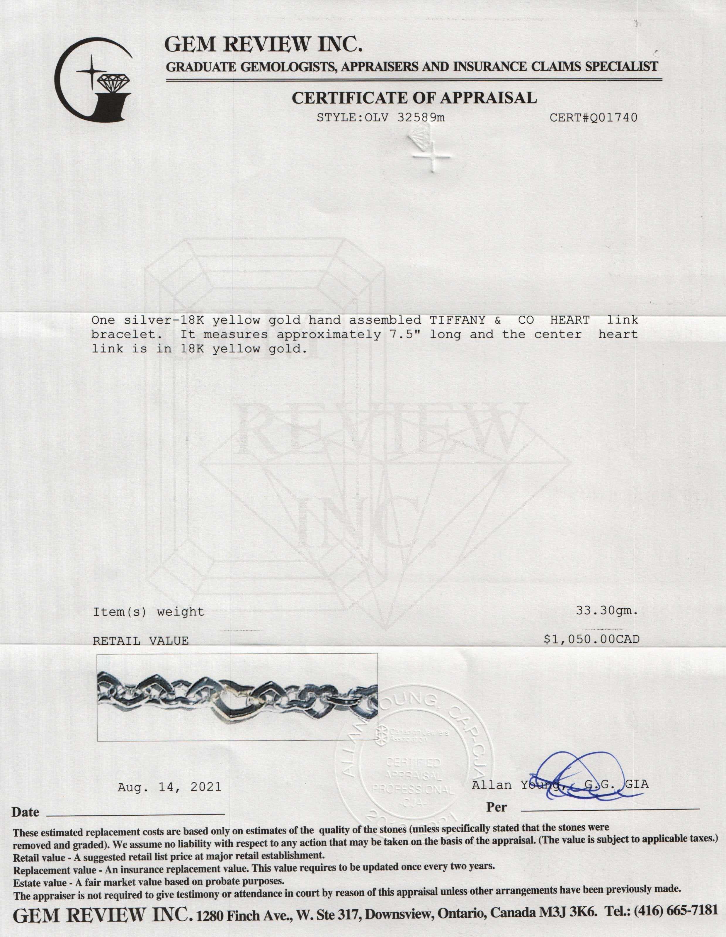 Tiffany & Co. Two-Tone Heart Link Bracelet