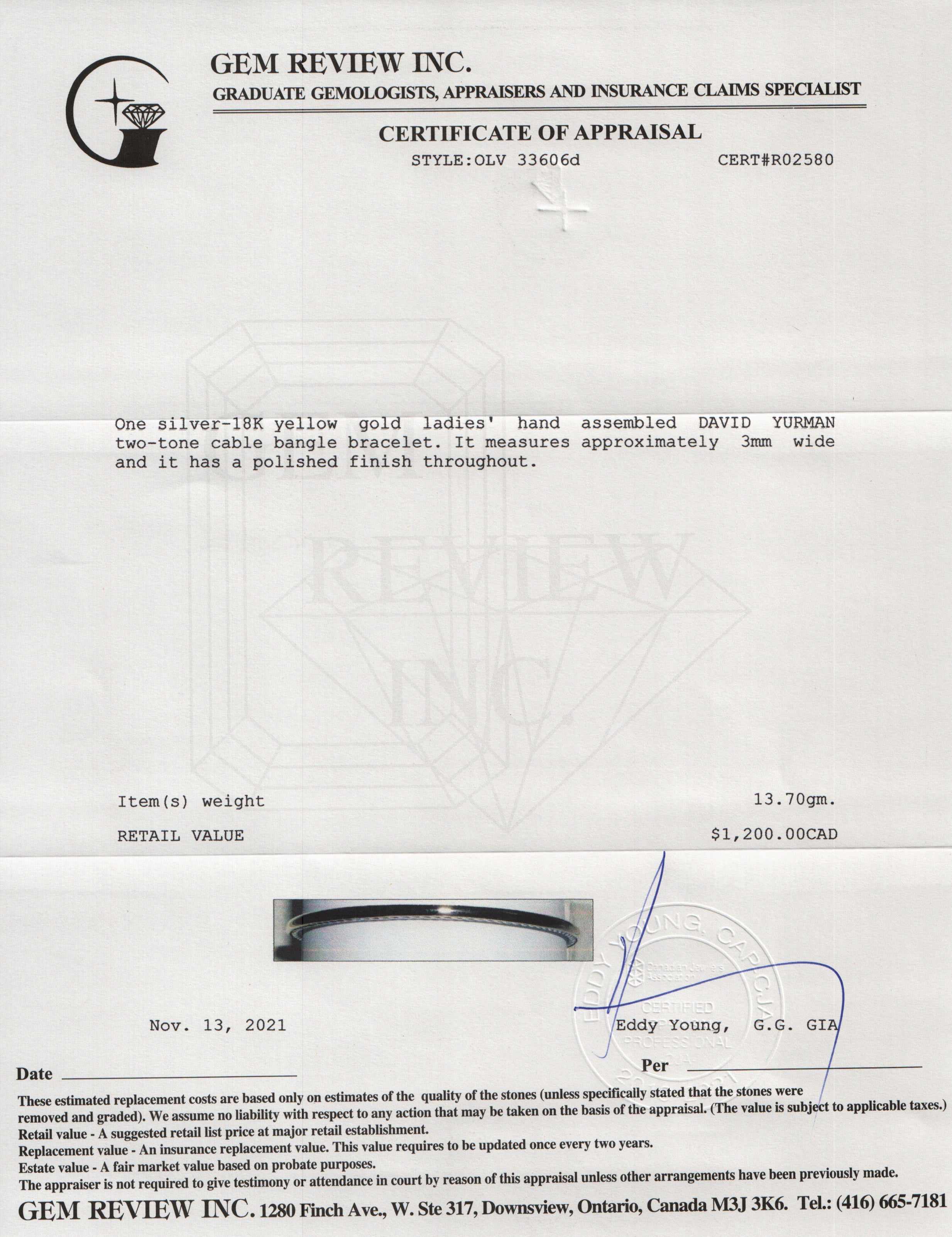 David Yurman Two-Tone Bangle Bracelet