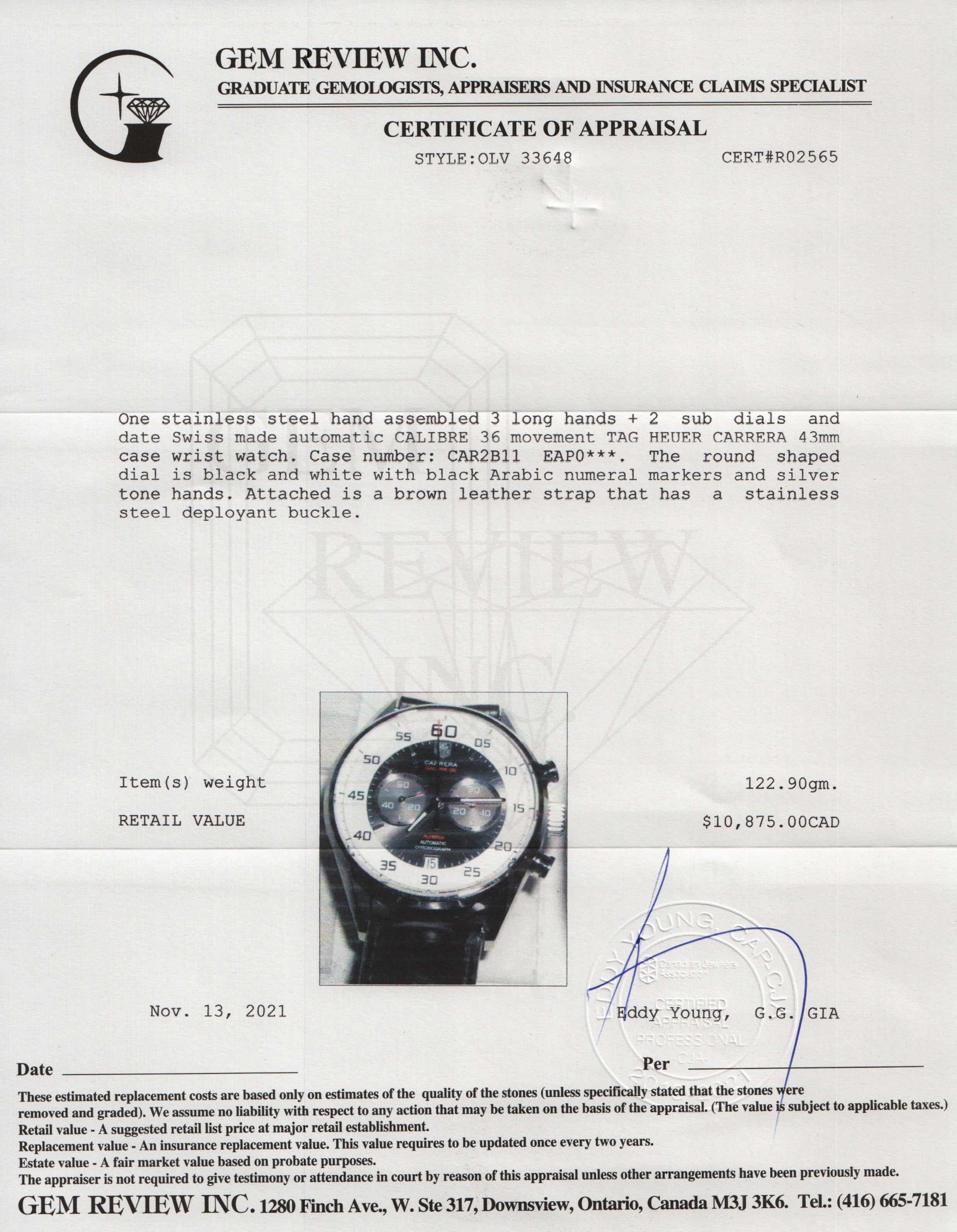 Tag Heuer Carrera Watch w/ Box