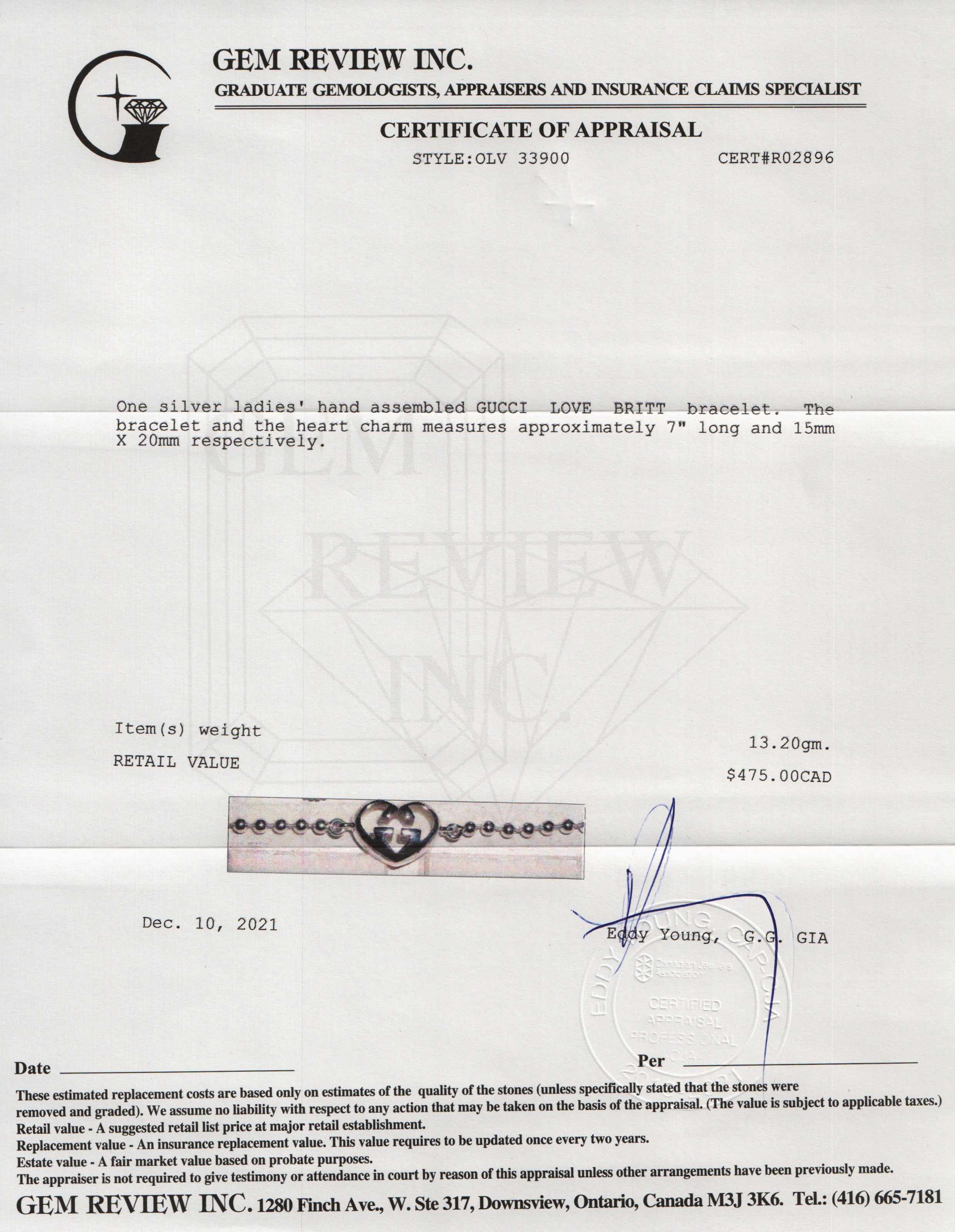 Gucci Love Britt Charm Bracelet