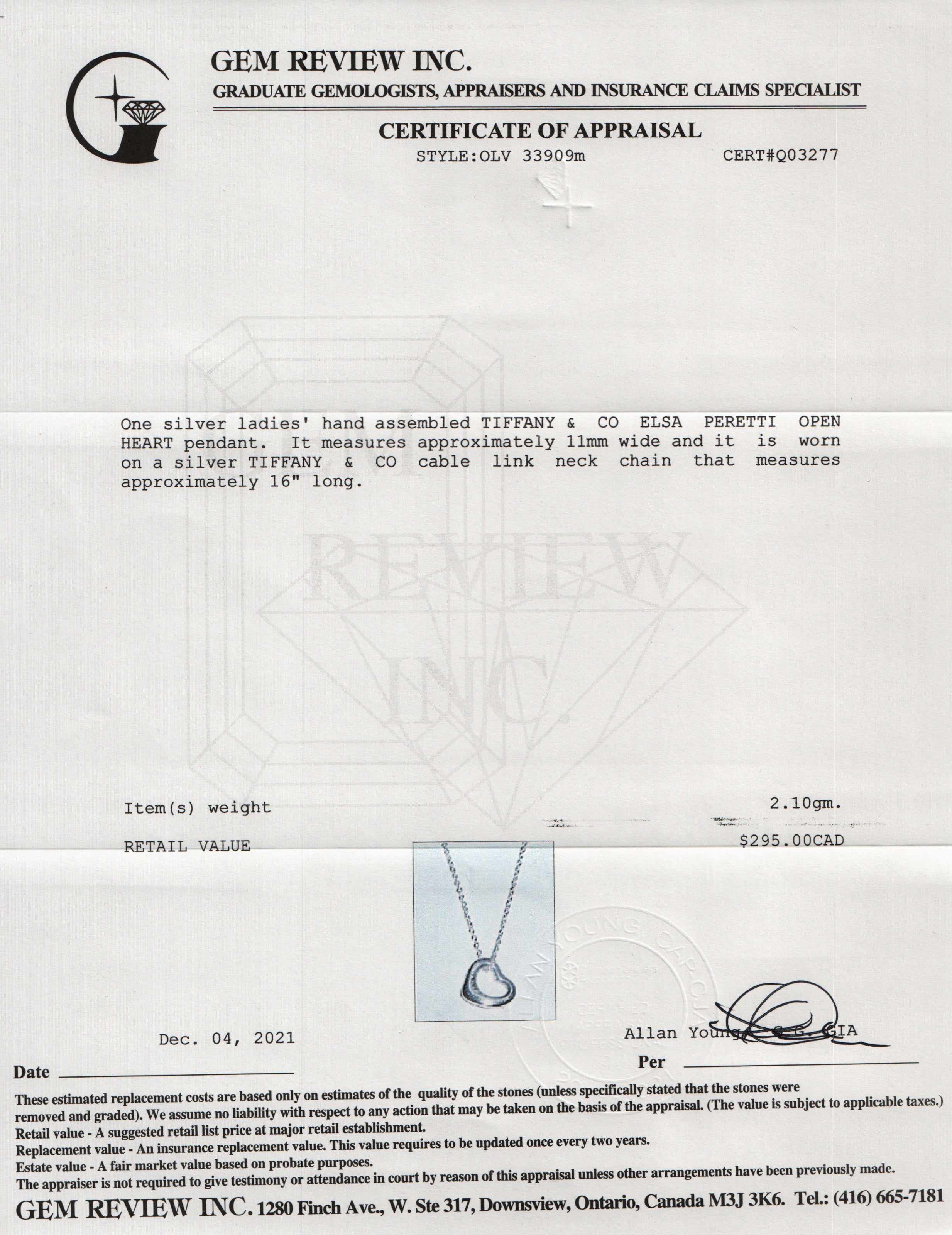 Tiffany & Co. Elsa Peretti Mini Open Heart Pendant Necklace