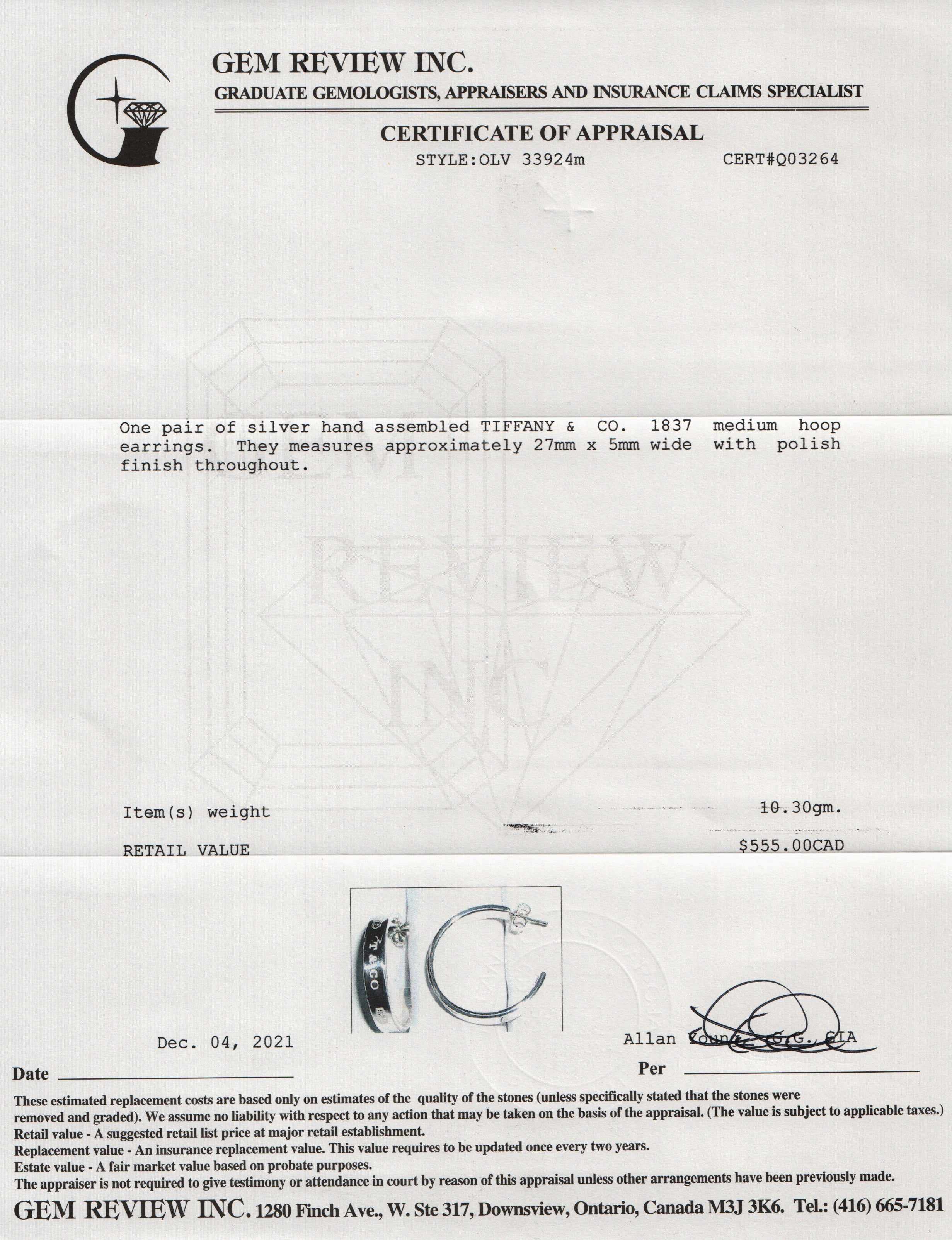 Tiffany & Co. 1837 Medium Hoop Earrings