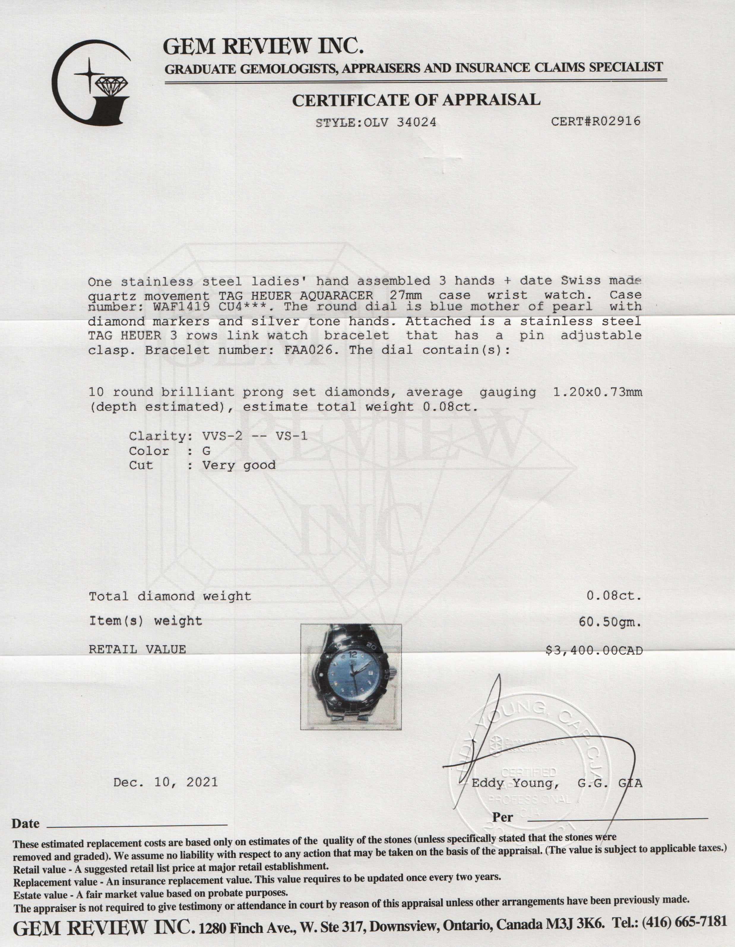 Tag Heuer Aquaracer Watch