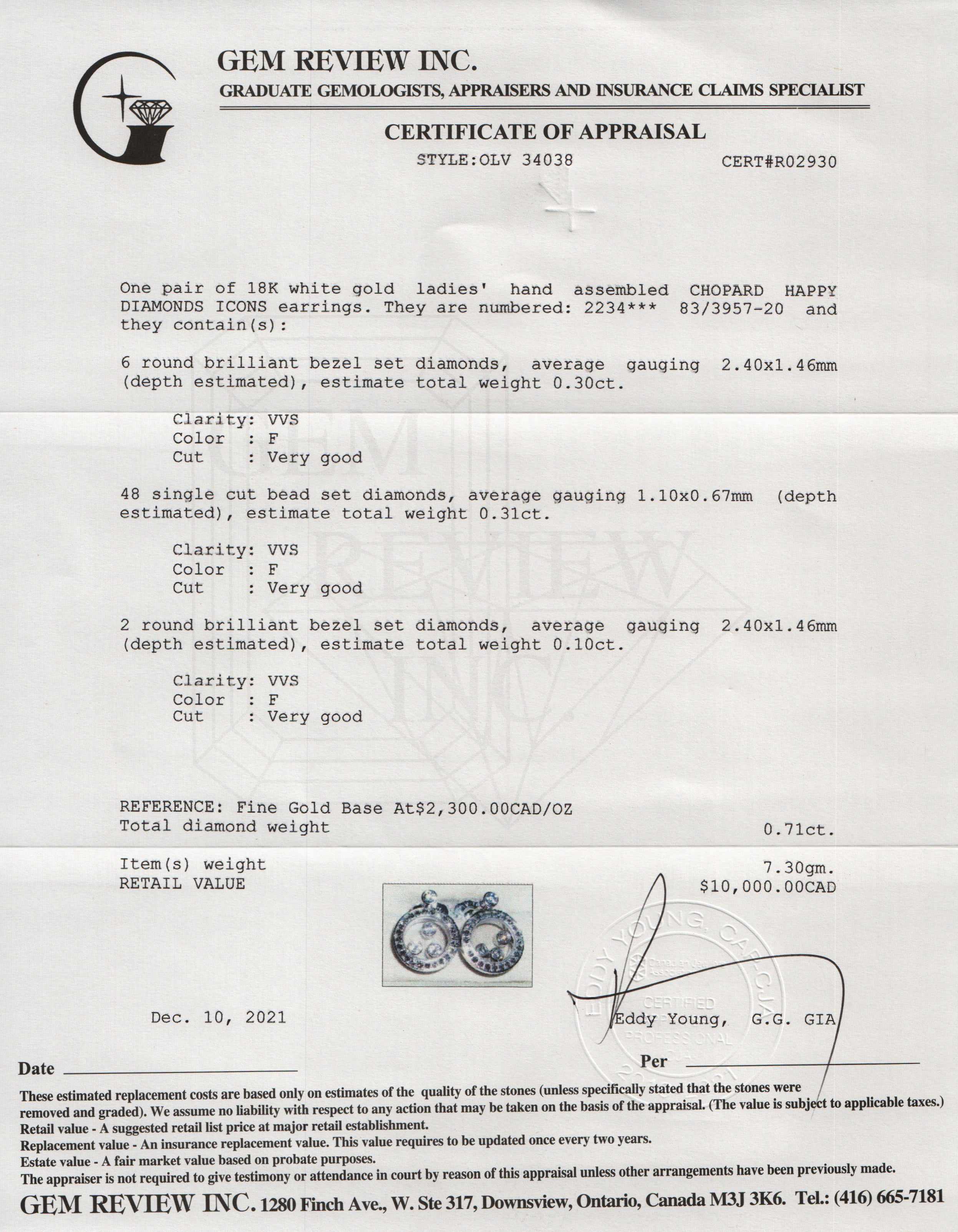 Chopard 18k White Gold Happy Diamonds Icons Earrings