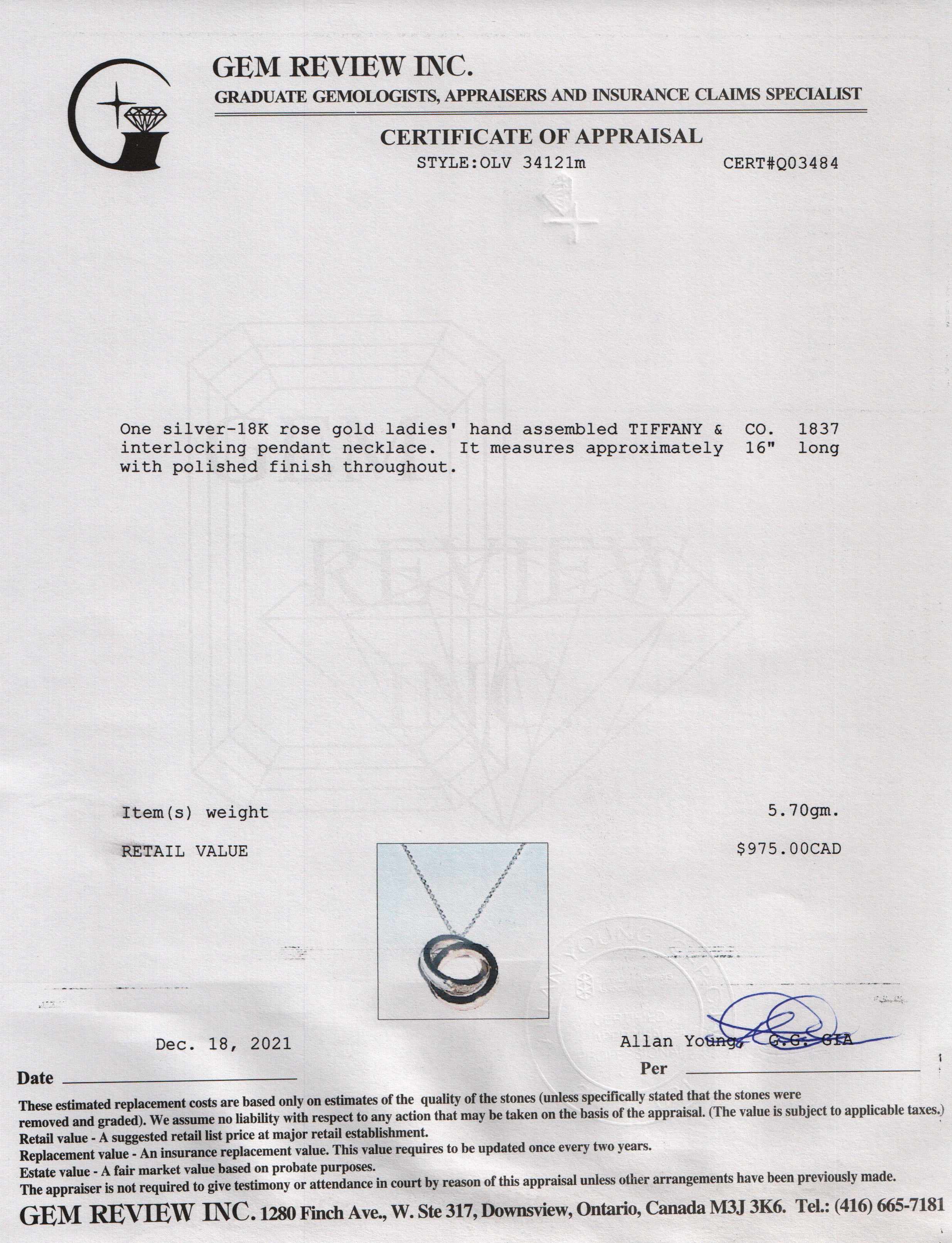 Tiffany & Co. Two-Tone 1837 Interlocking Circles Pendant Necklace