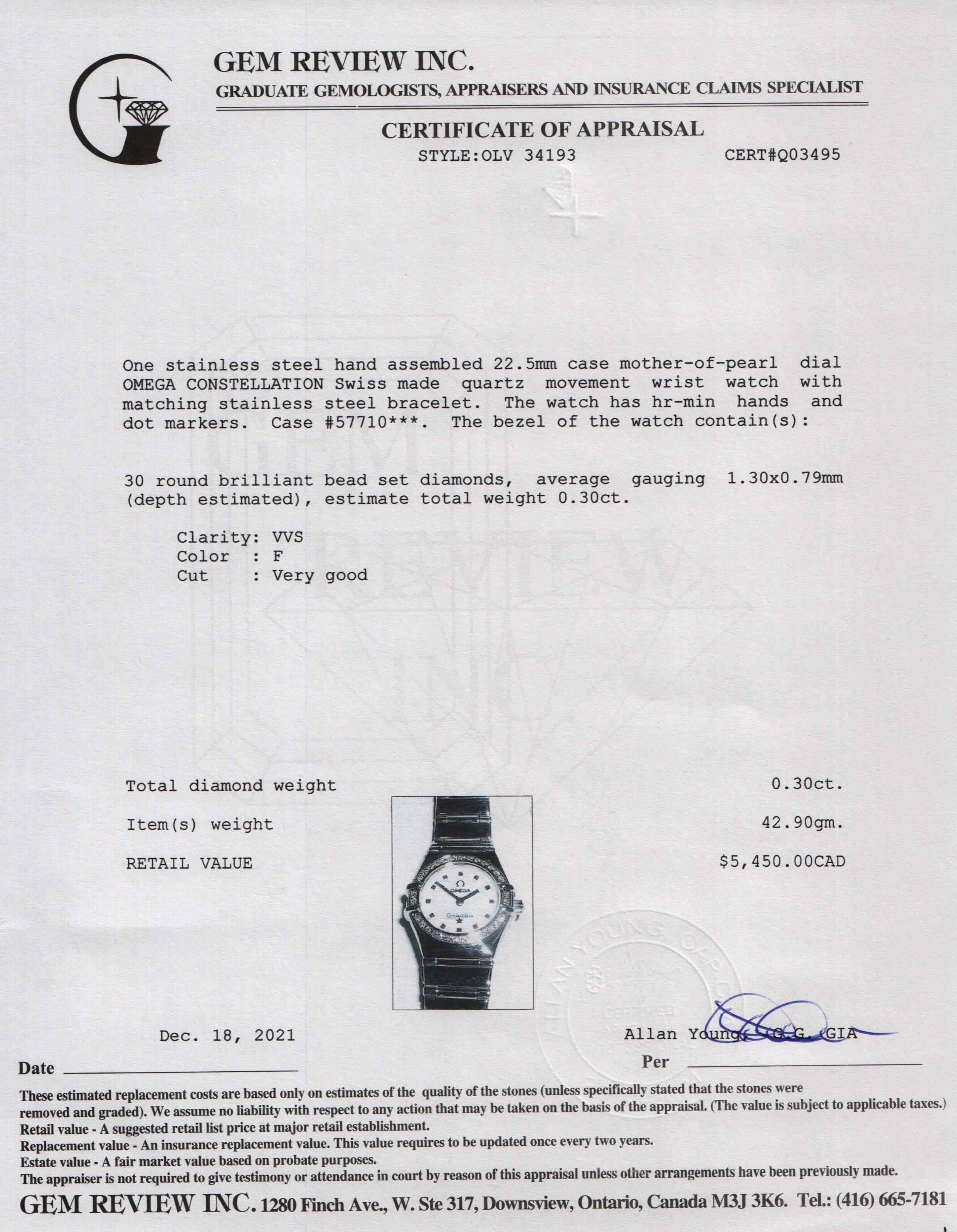 Omega Diamond Constellation Watch