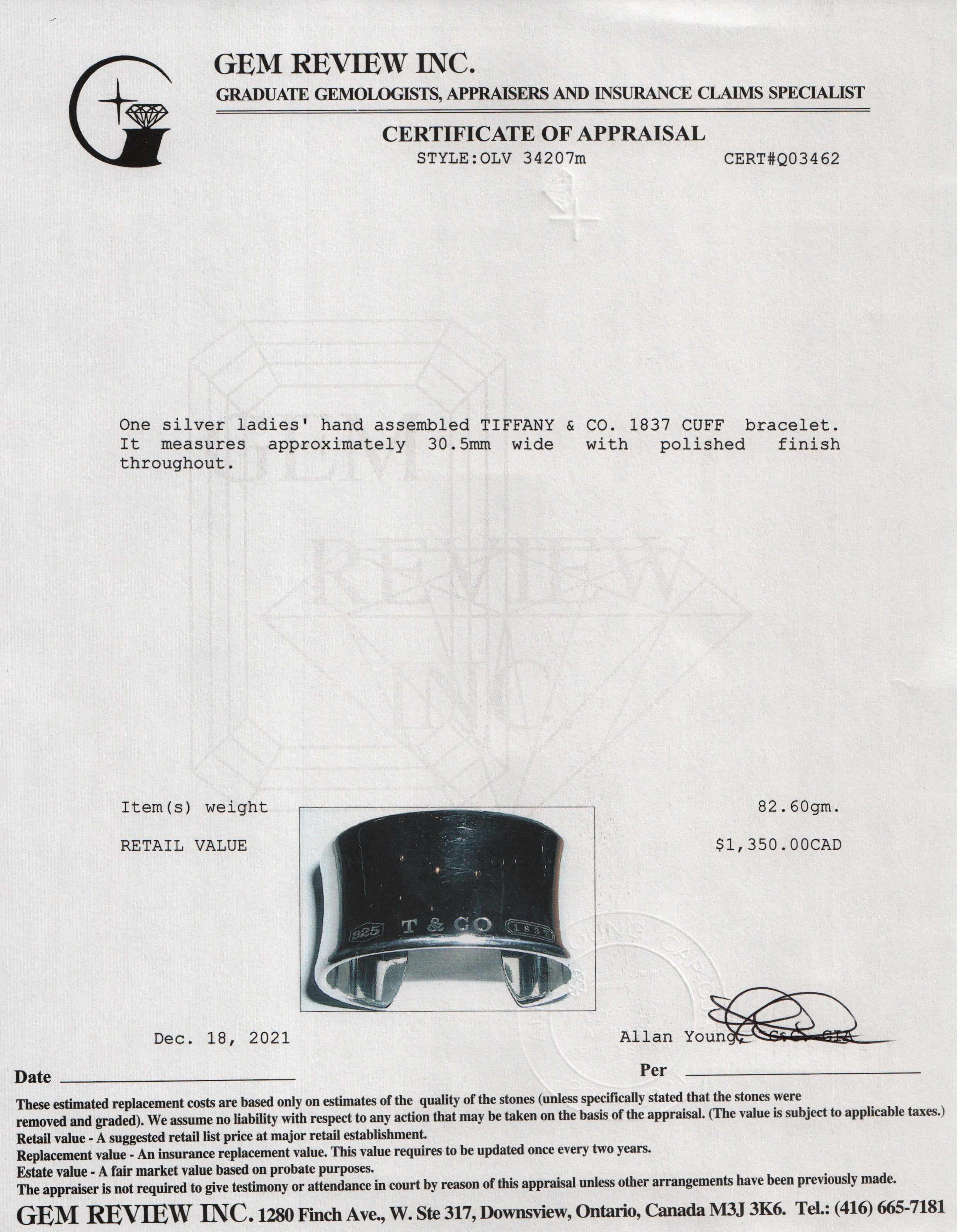 Tiffany & Co. 1837 Wide Cuff Bracelet