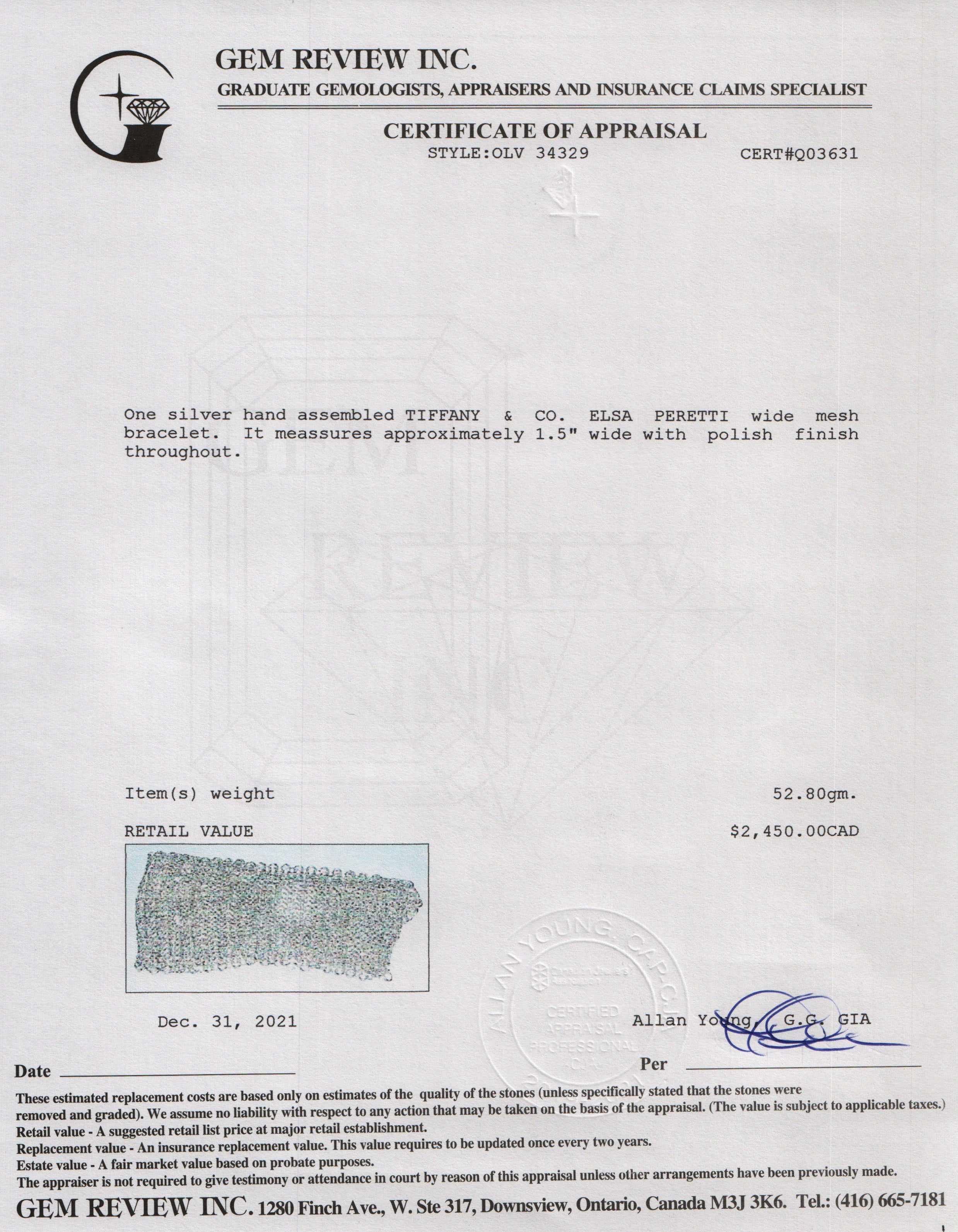 Tiffany & Co. Elsa Peretti Wide Mesh Bracelet