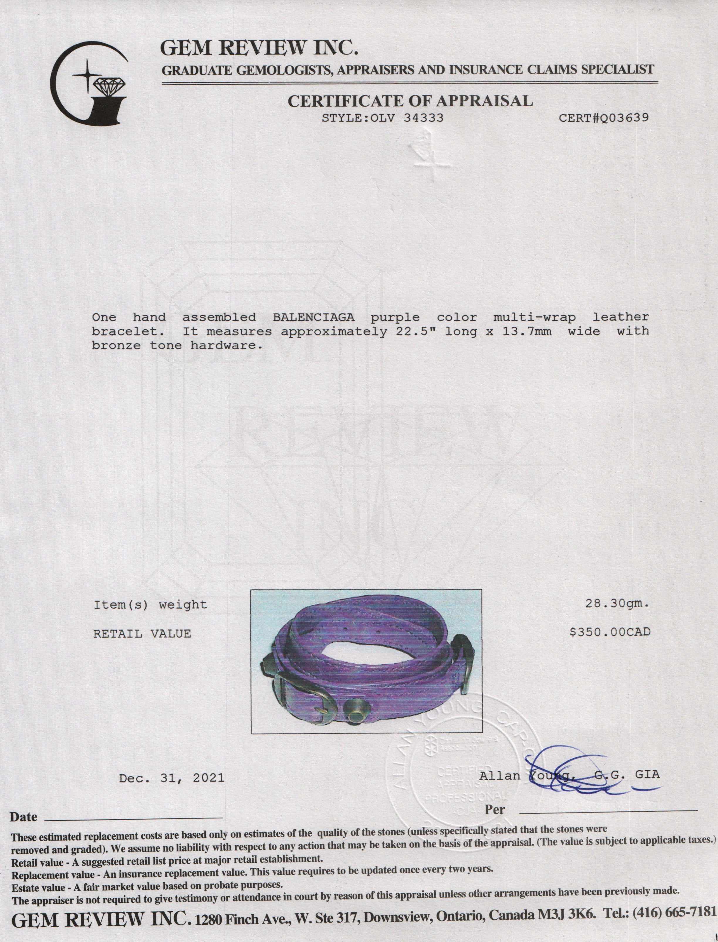 Balenciaga Triple Tour Leather Wrap Bracelet