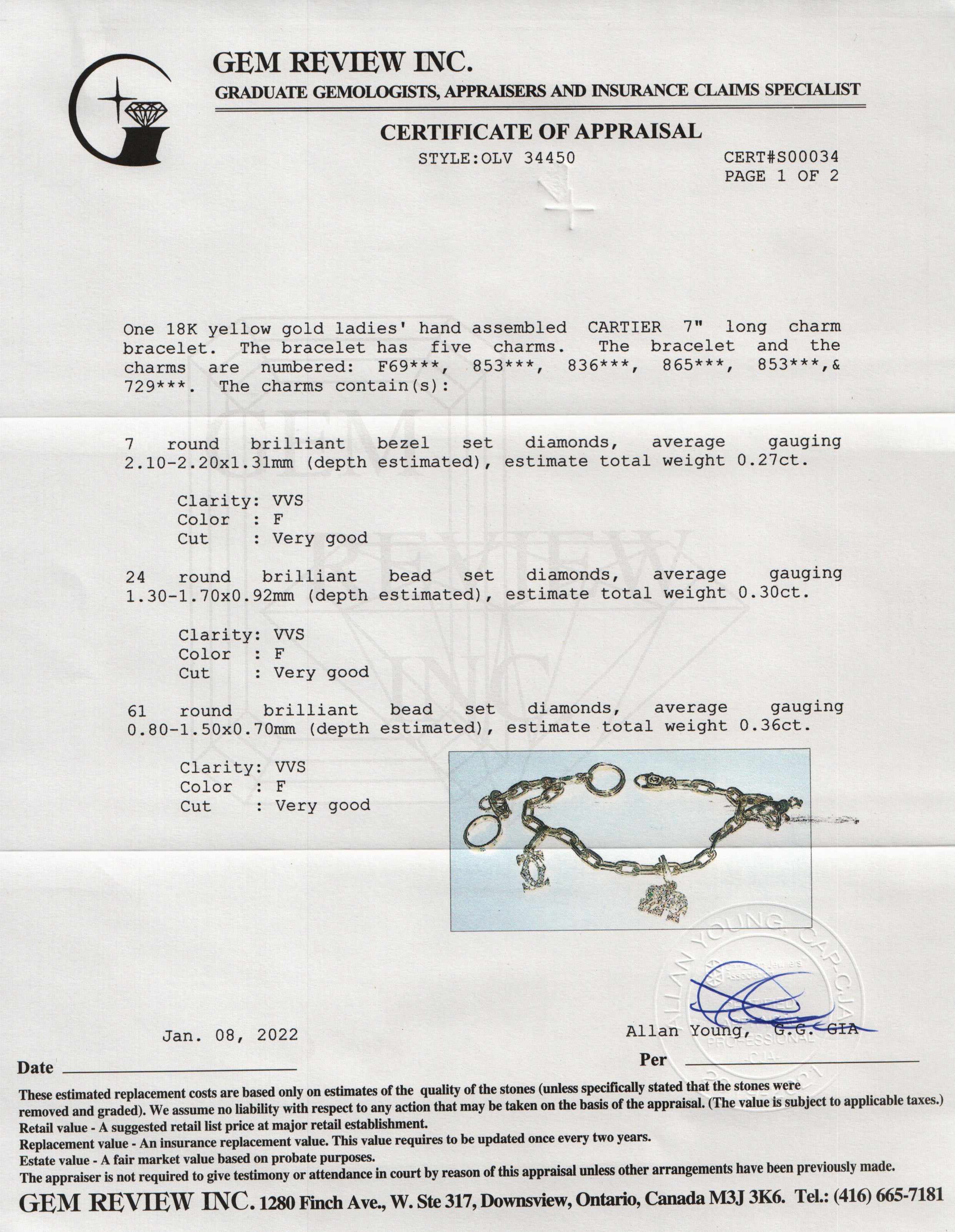 Cartier Vintage 18k Gold & Diamond Charm Bracelet(Mr.Oliver)