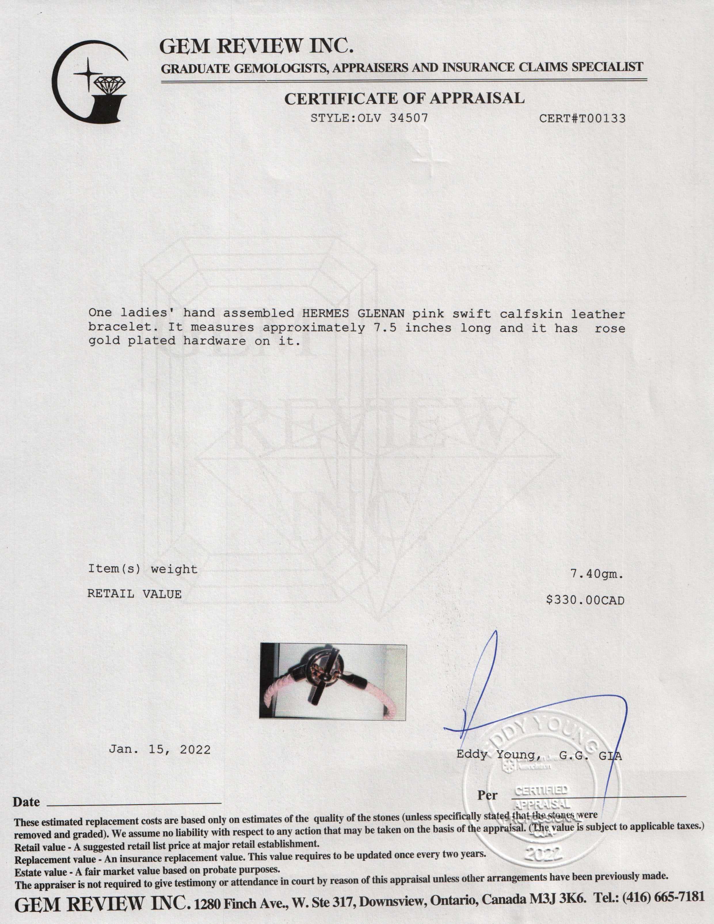 Hermes Glenan Leather Bracelet w/ Box