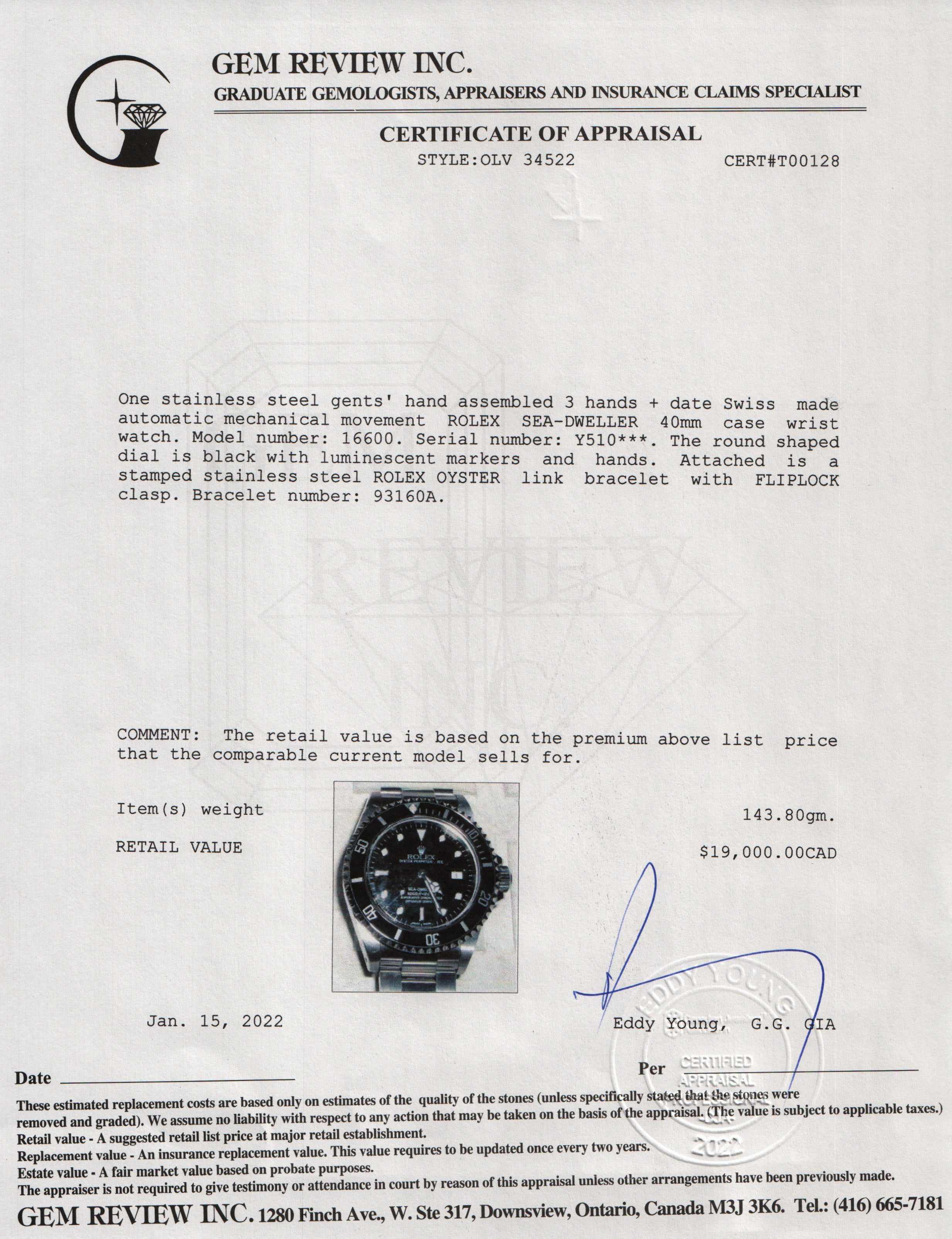 Rolex Sea-Dweller Watch w/ Box & Papers
