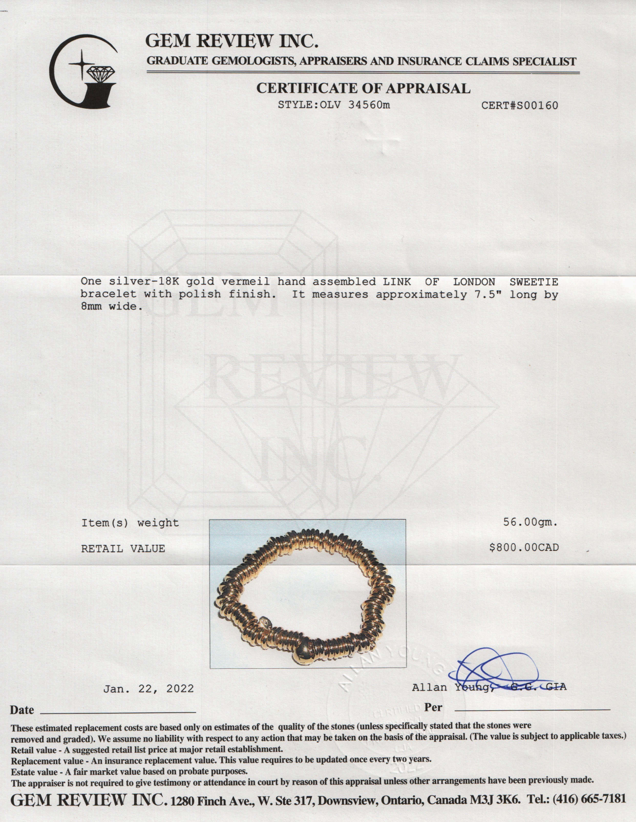 Links of London 18k Yellow Gold Vermeil Sweetie Charm Bracelet