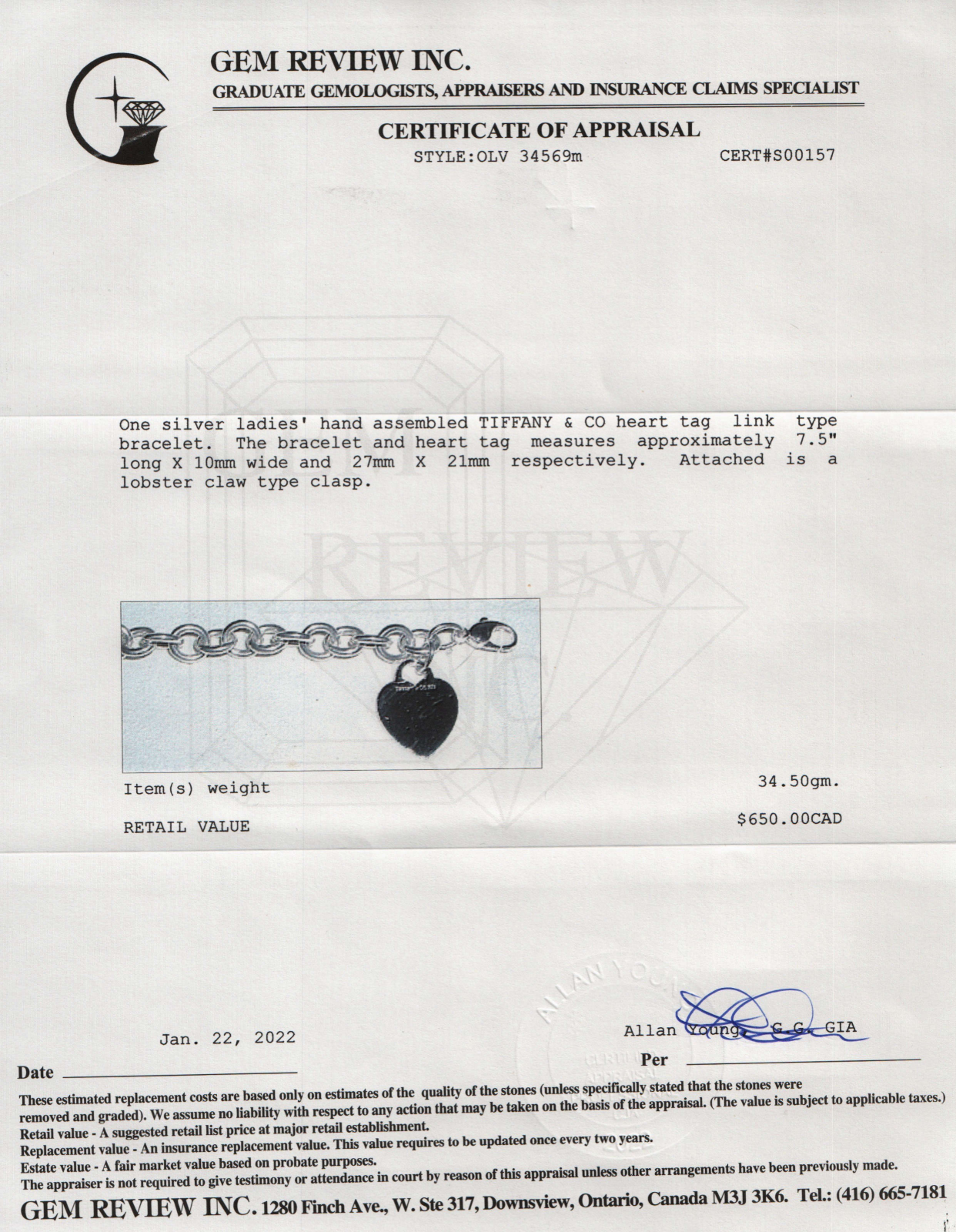 Tiffany & Co. Heart Tag Charm Bracelet