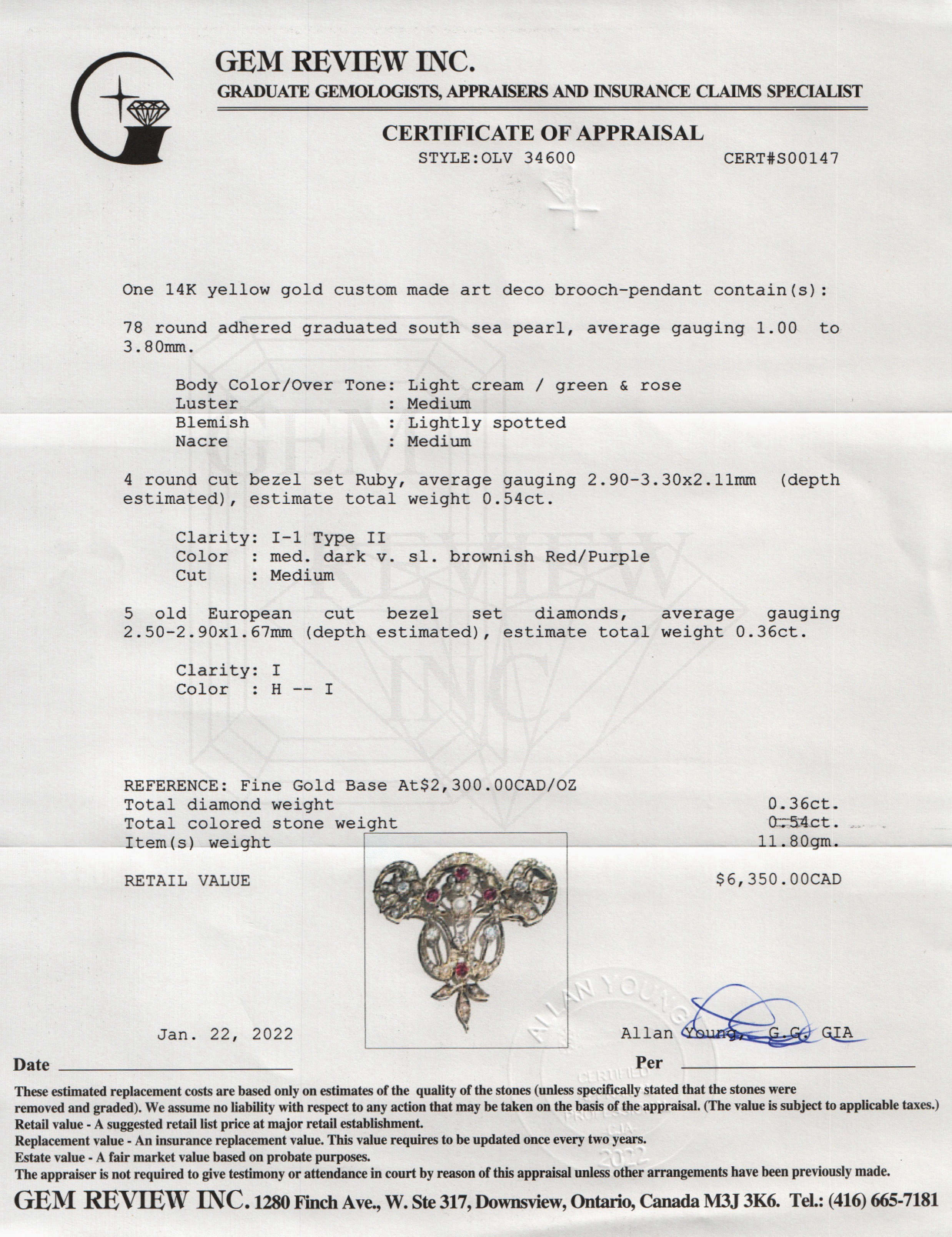 Antique Diamond, Ruby & Pearl Brooch/Pendant