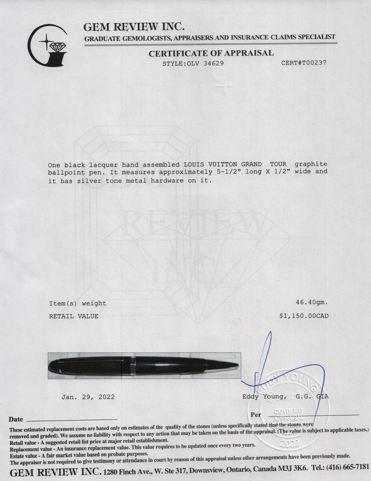 Louis Vuitton Grand Tour Graphite Ballpoint Pen