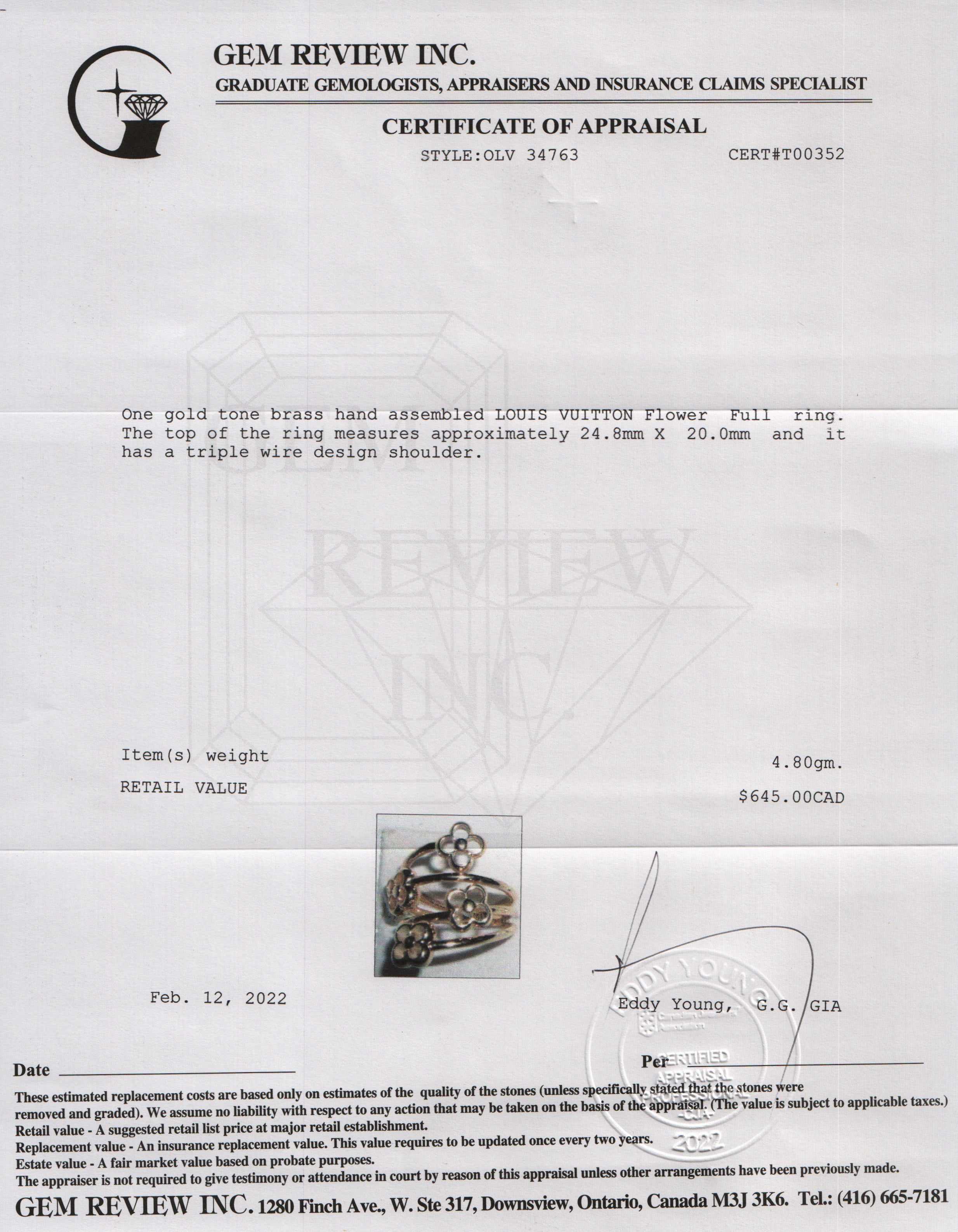 Louis Vuitton Flower Full Ring