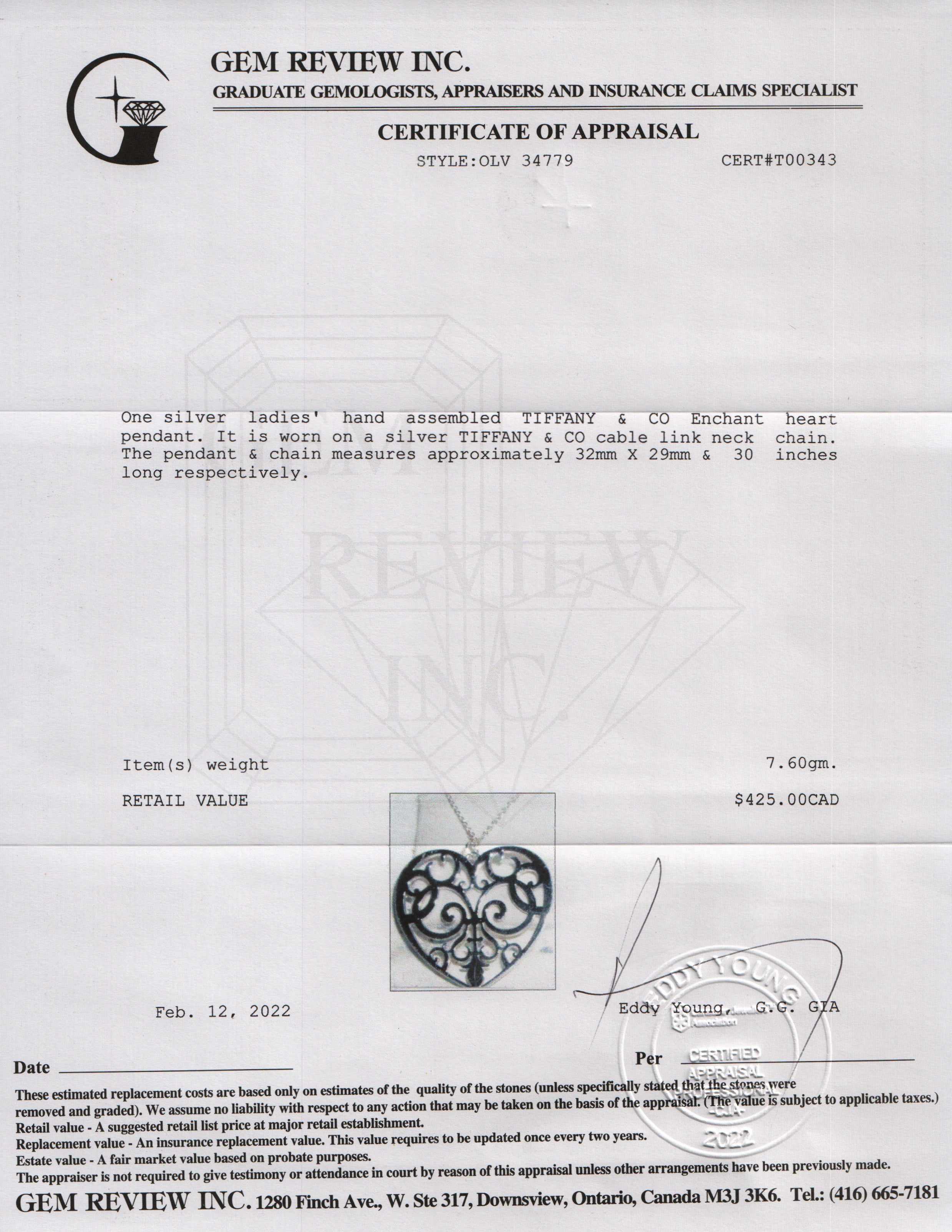 Tiffany & Co. Enchant Heart Pendant Necklace