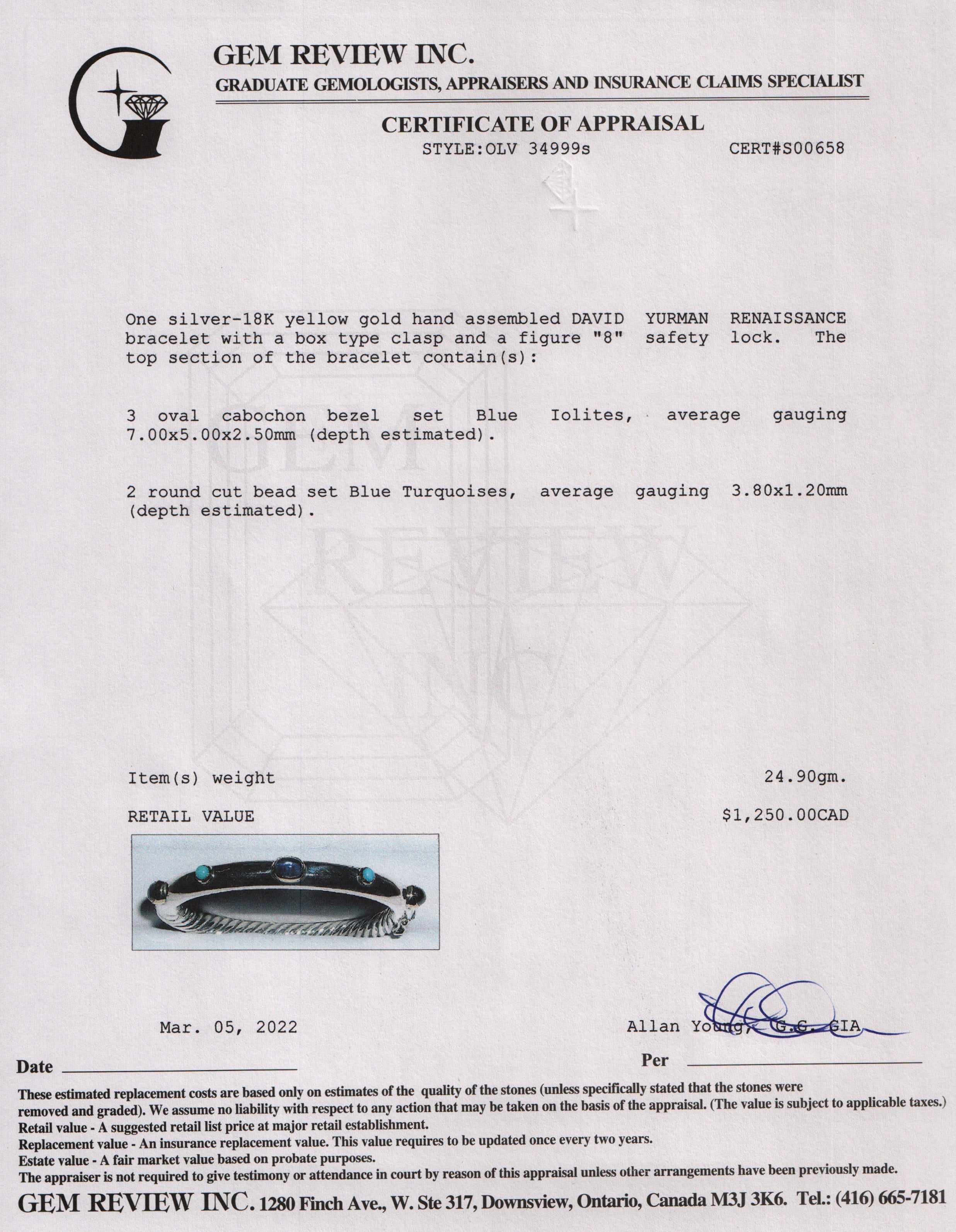 David Yurman Iolite & Turquoise Renaissance Bangle