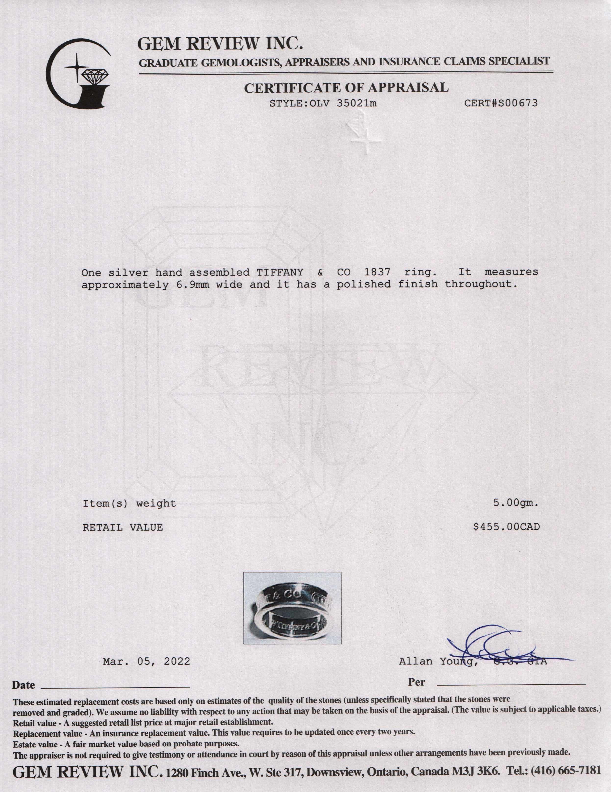 Tiffany & Co. 1837 Ring