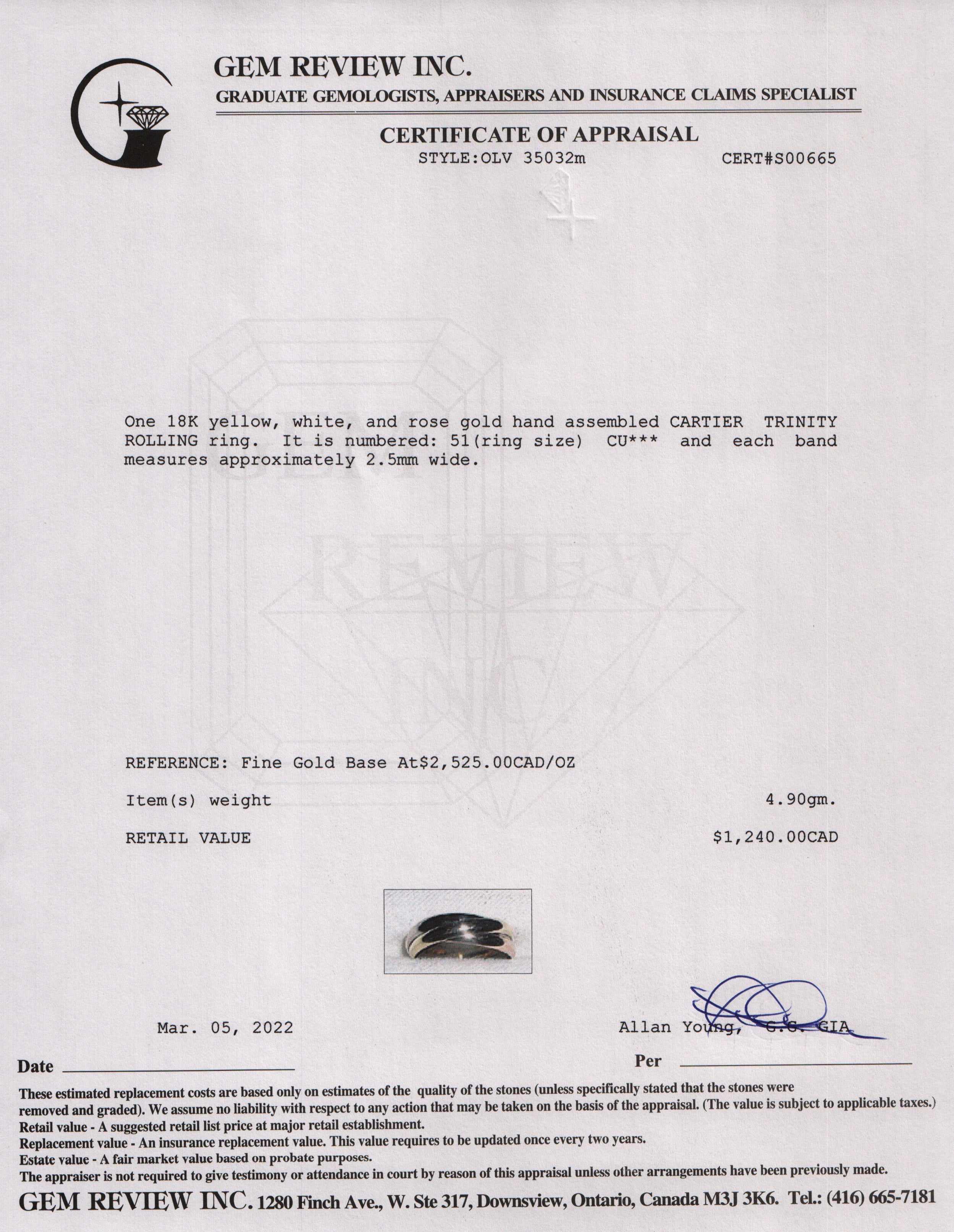 Cartier Trinity Rolling Ring, Small Model