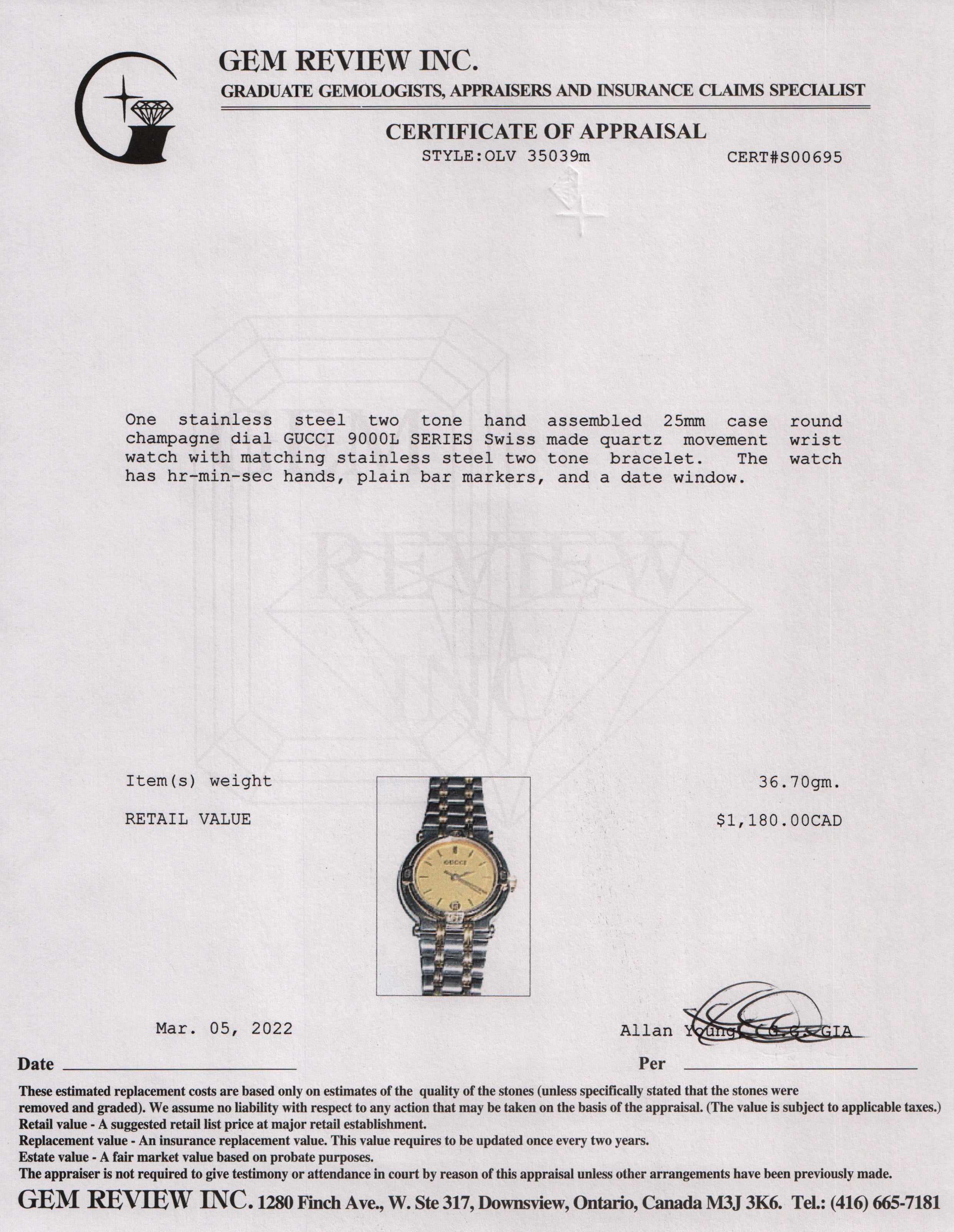 Gucci 9000 Series Watch w/ Box