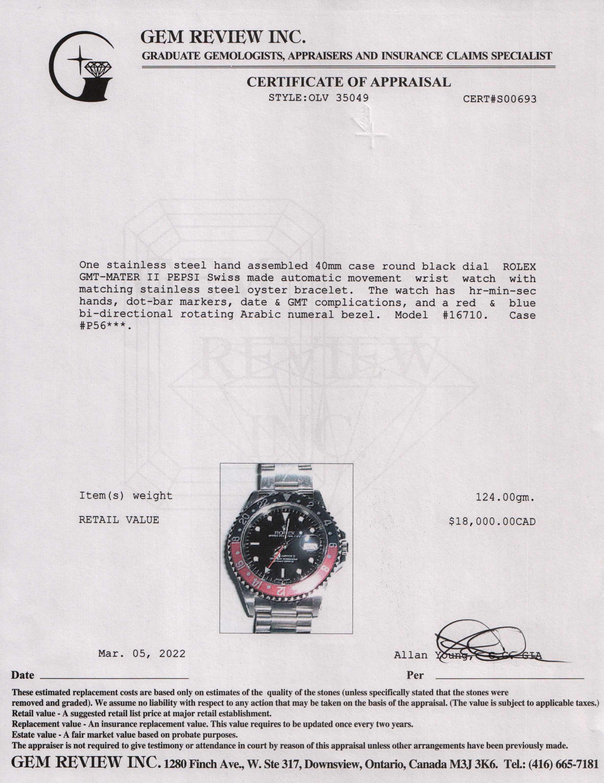 Rolex GMT-Master II Pepsi Watch w/ Box & Papers