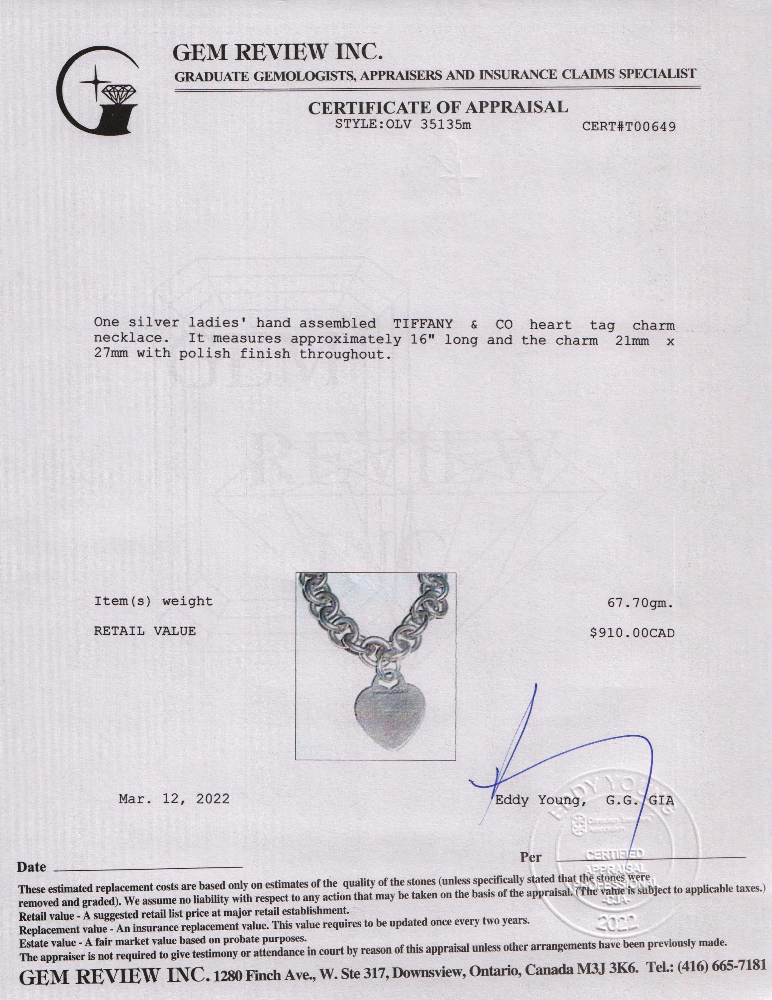 Tiffany & Co. Heart Tag Necklace