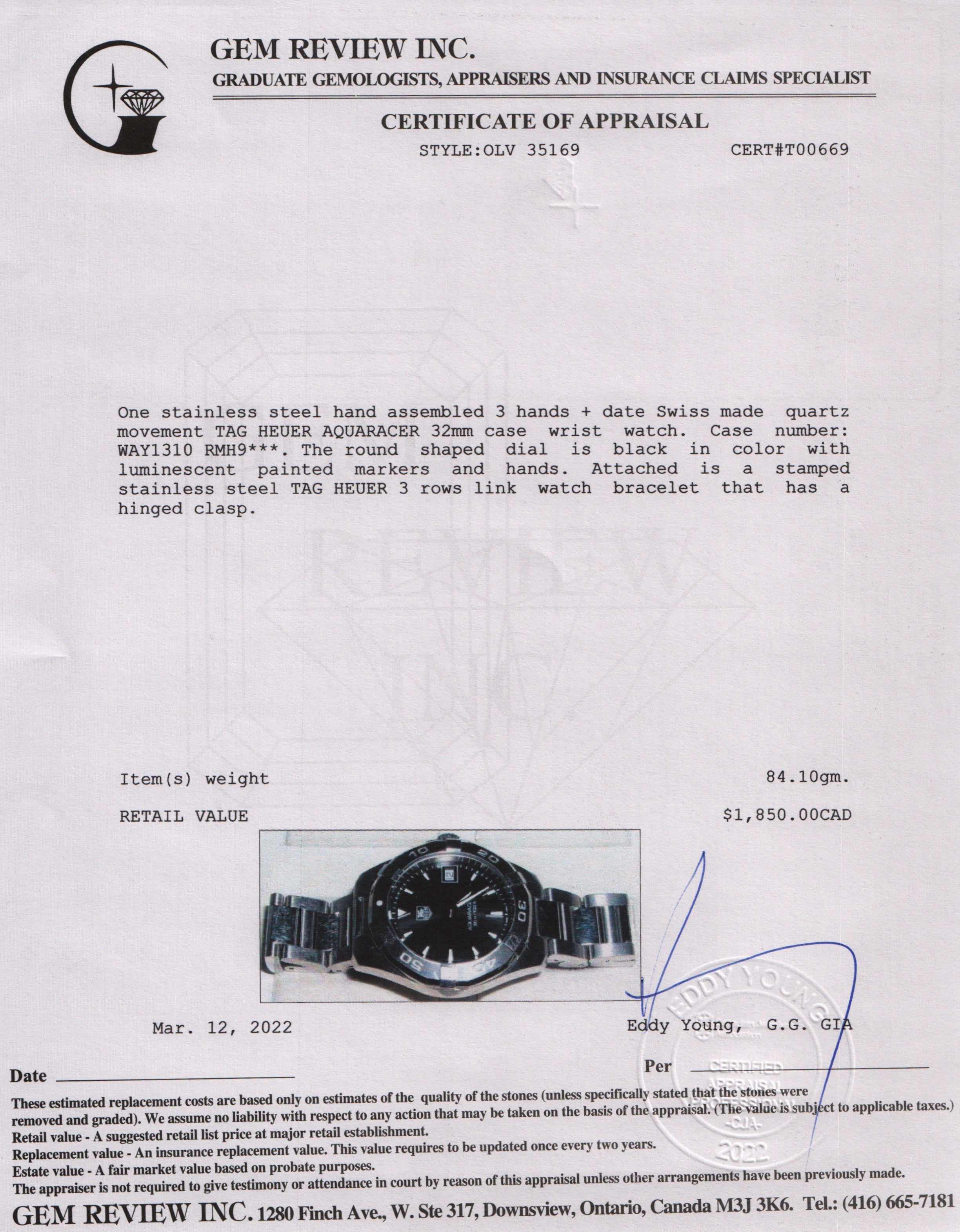 Tag Heuer Aquaracer Watch