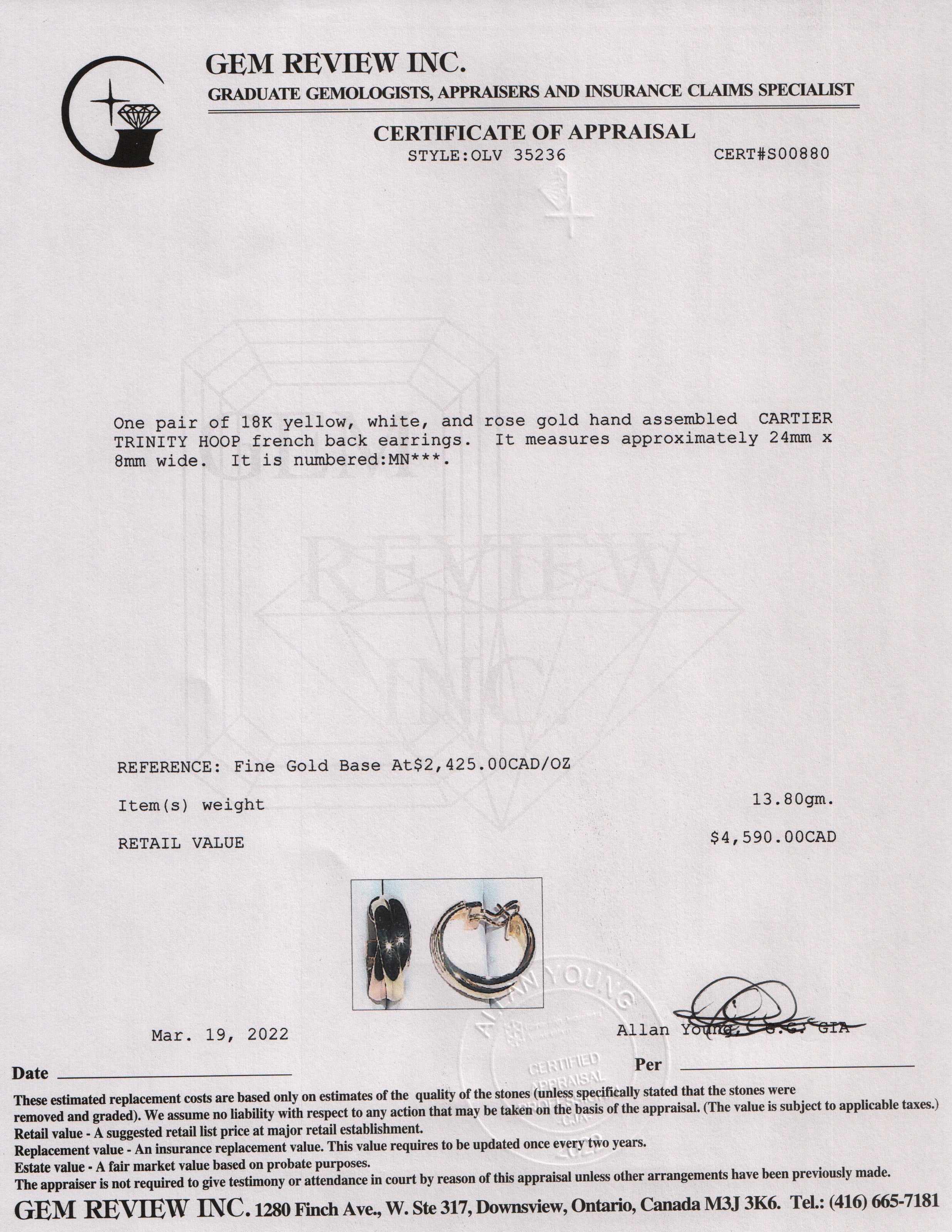 Cartier Vintage Trinity Hoop Earrings