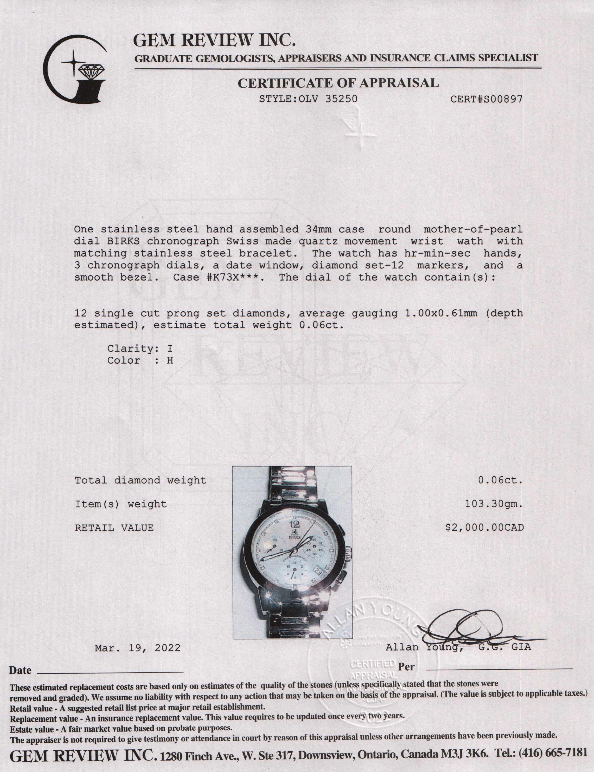 Birks Chronograph Watch