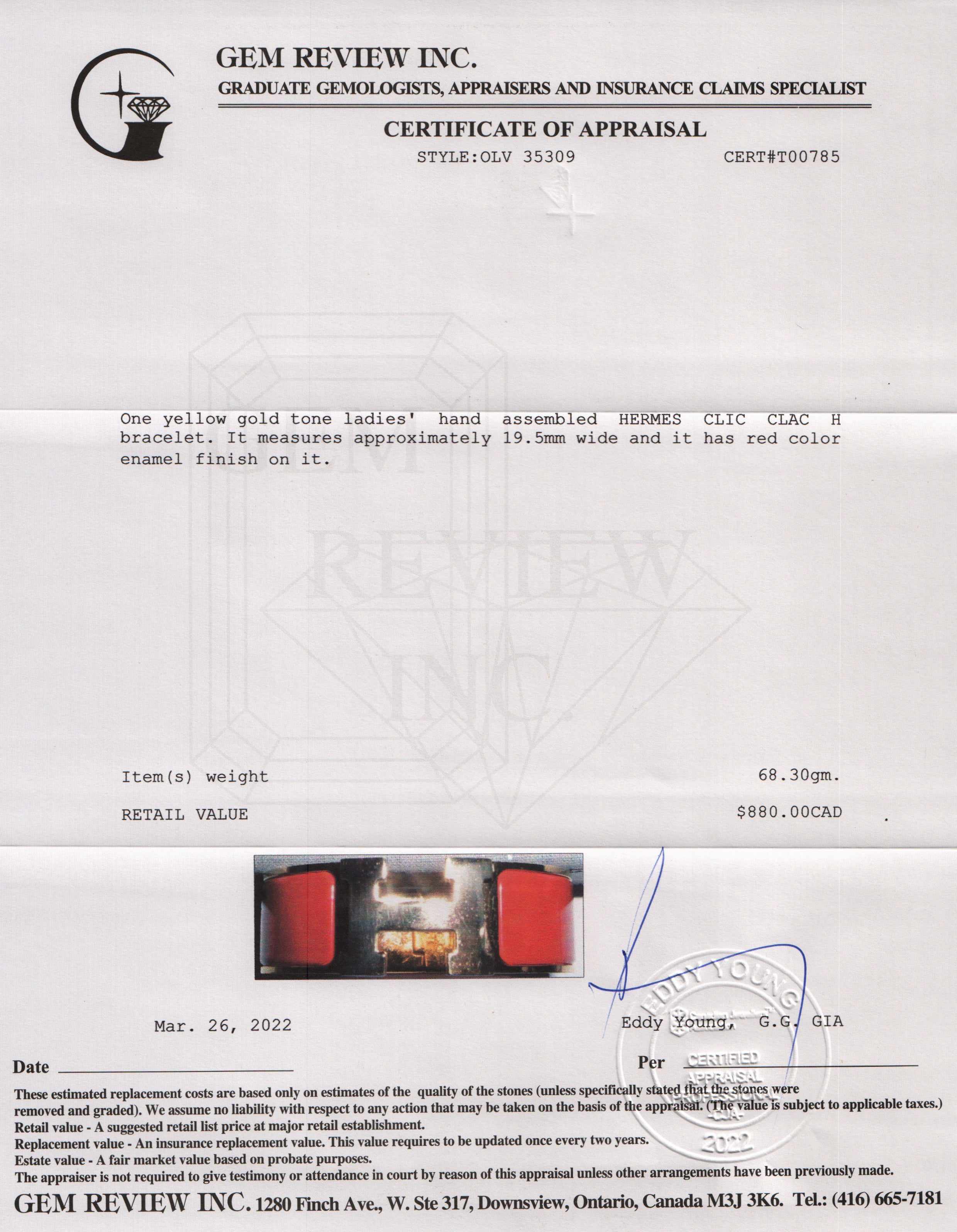 Hermes Clic Clac H Bracelet w/ Box