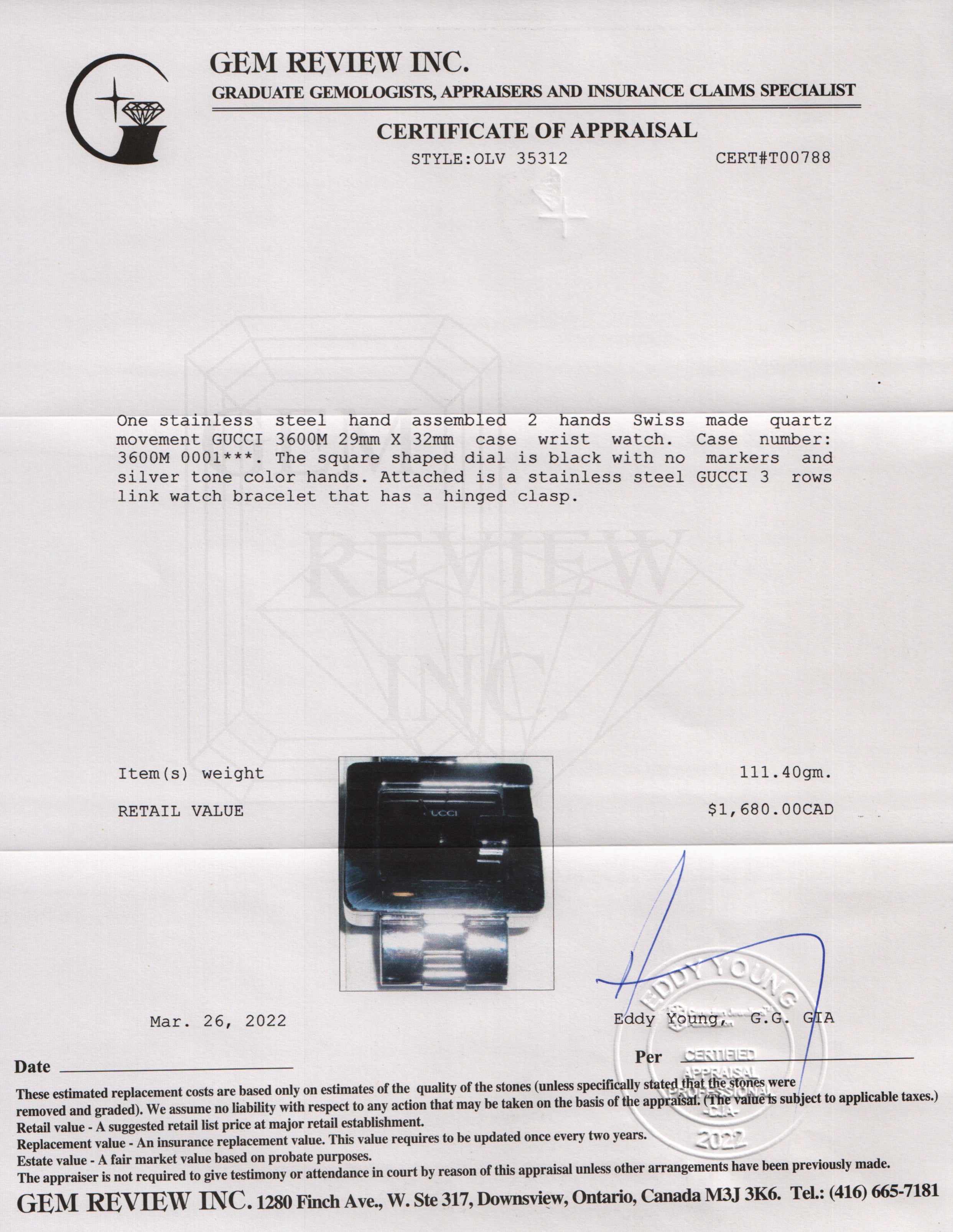 Gucci 3600 Series Watch