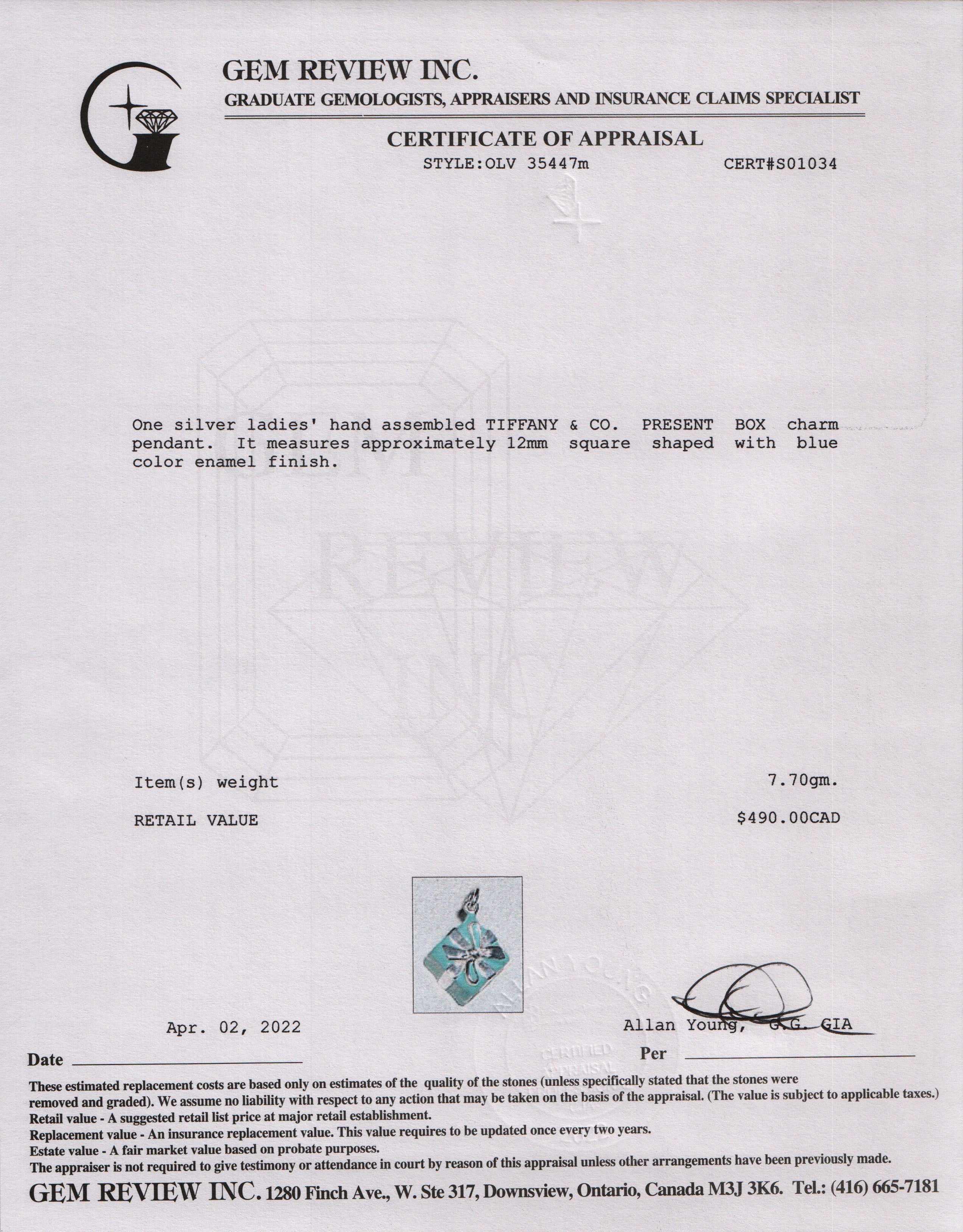 Tiffany & Co. Blue Present Box Charm