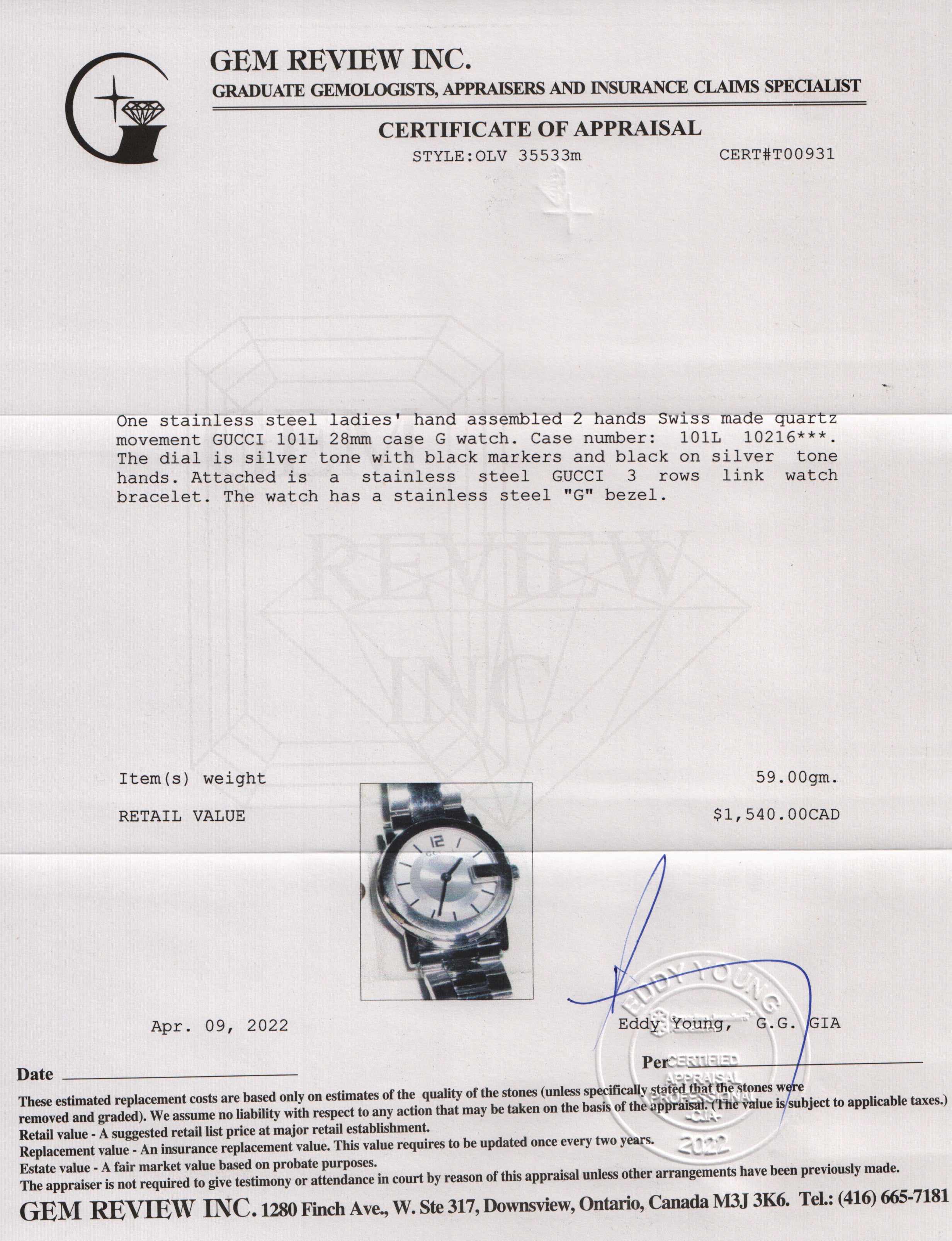 Gucci 101 Series Watch