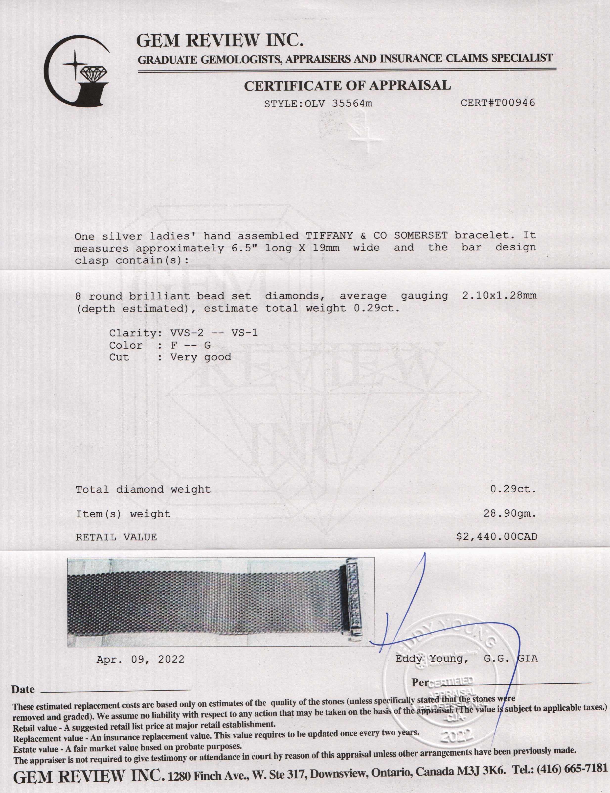 Tiffany & Co. Diamond Somerset Mesh Bracelet