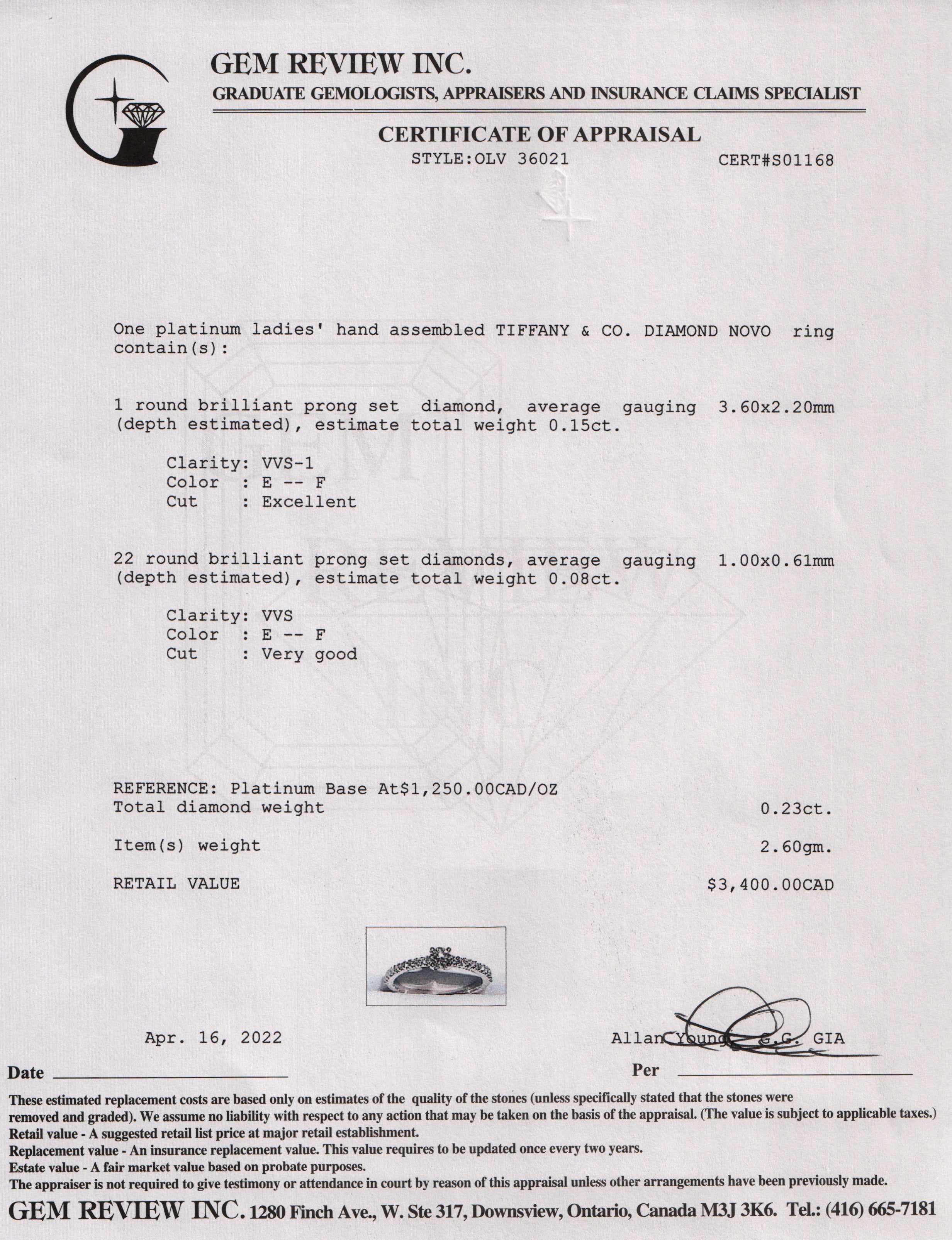 Tiffany & Co. Platinum Diamond Novo Ring