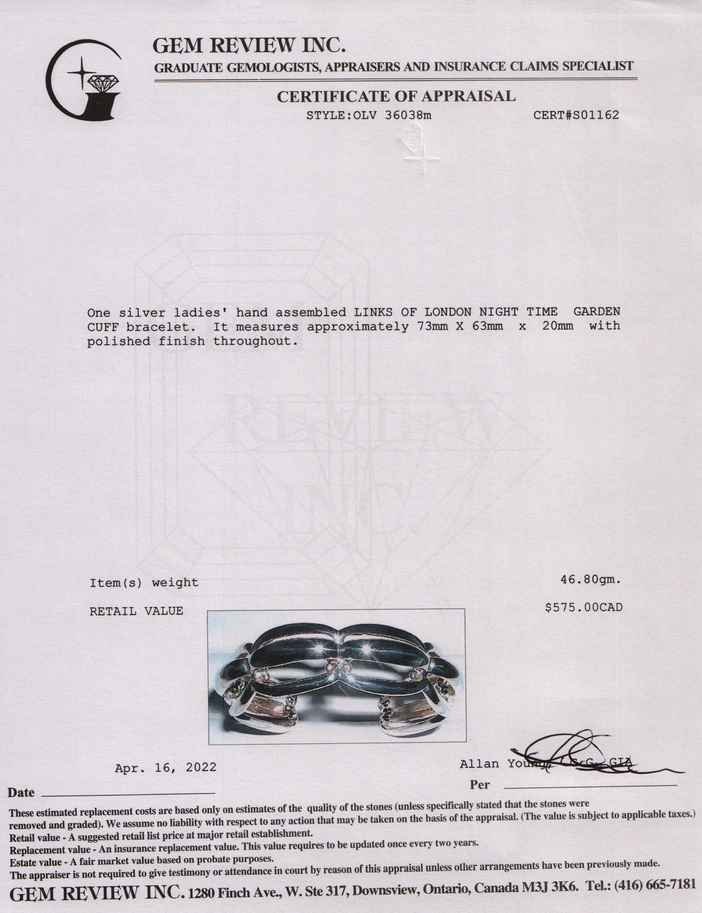 Links of London Night Time Garden Cuff Bracelet