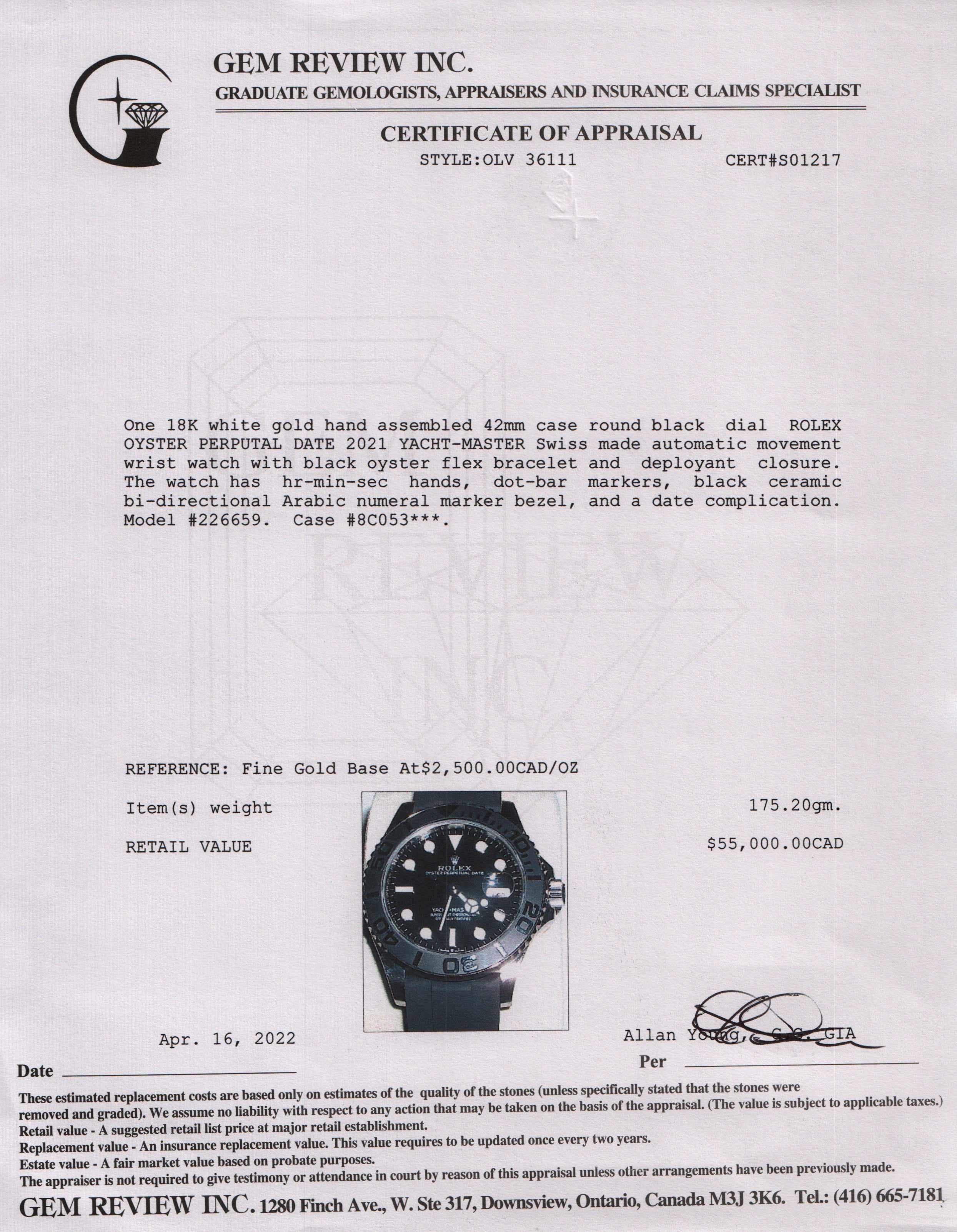 Rolex 2021 18k White Gold Yacht-Master 42mm Watch w/ Box & Papers