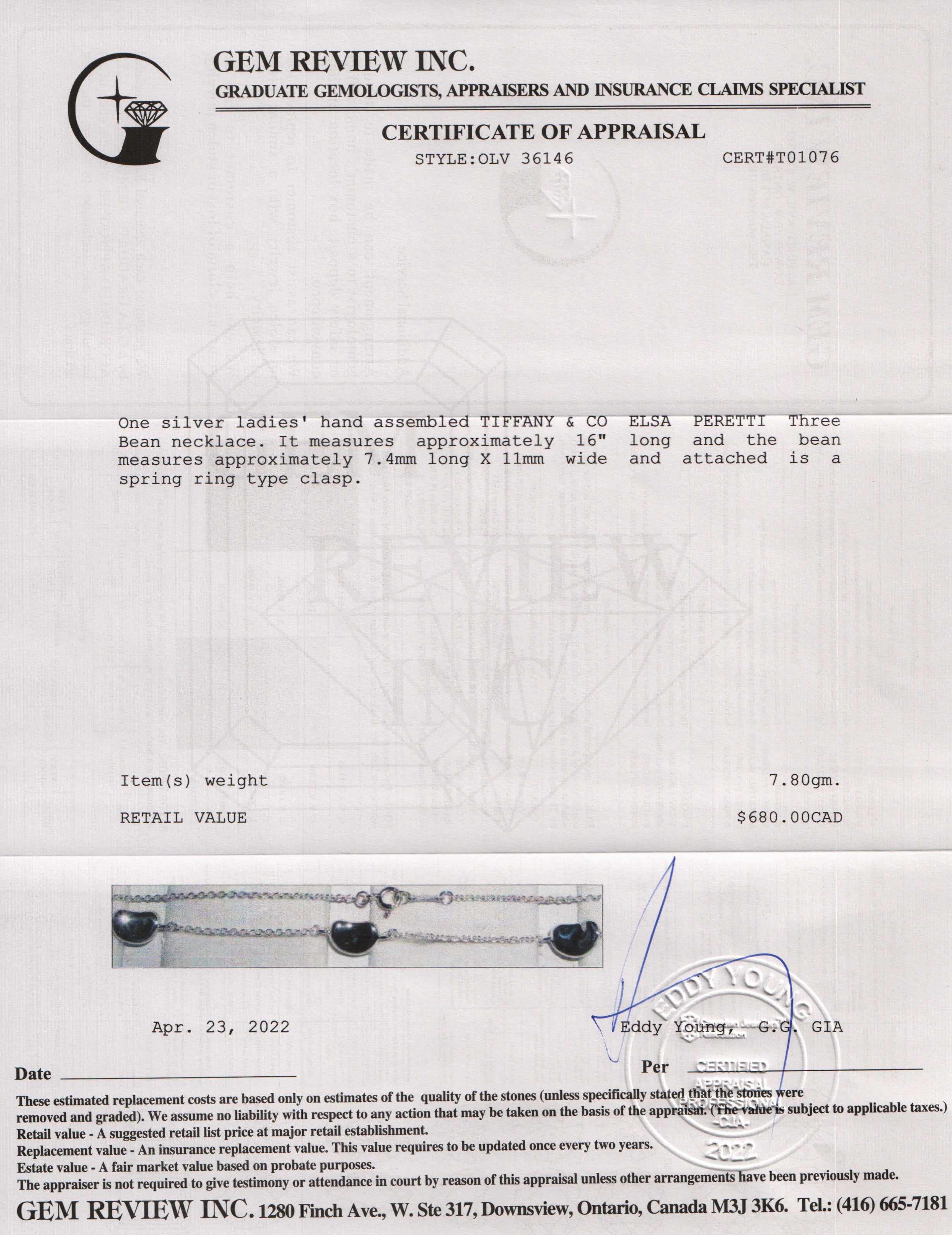 Tiffany & Co. Elsa Peretti Three Bean Necklace