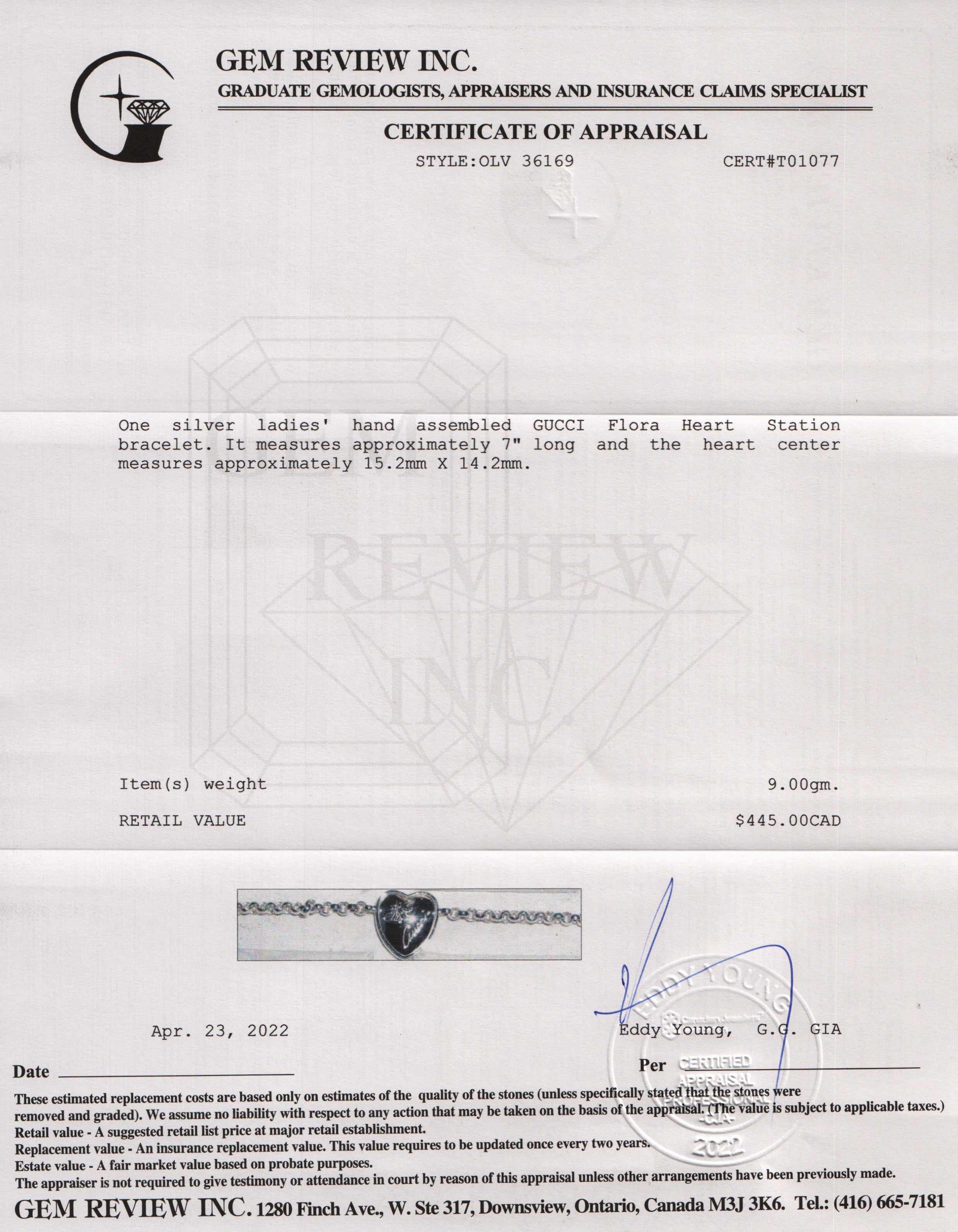 Gucci Flora Heart Station Bracelet