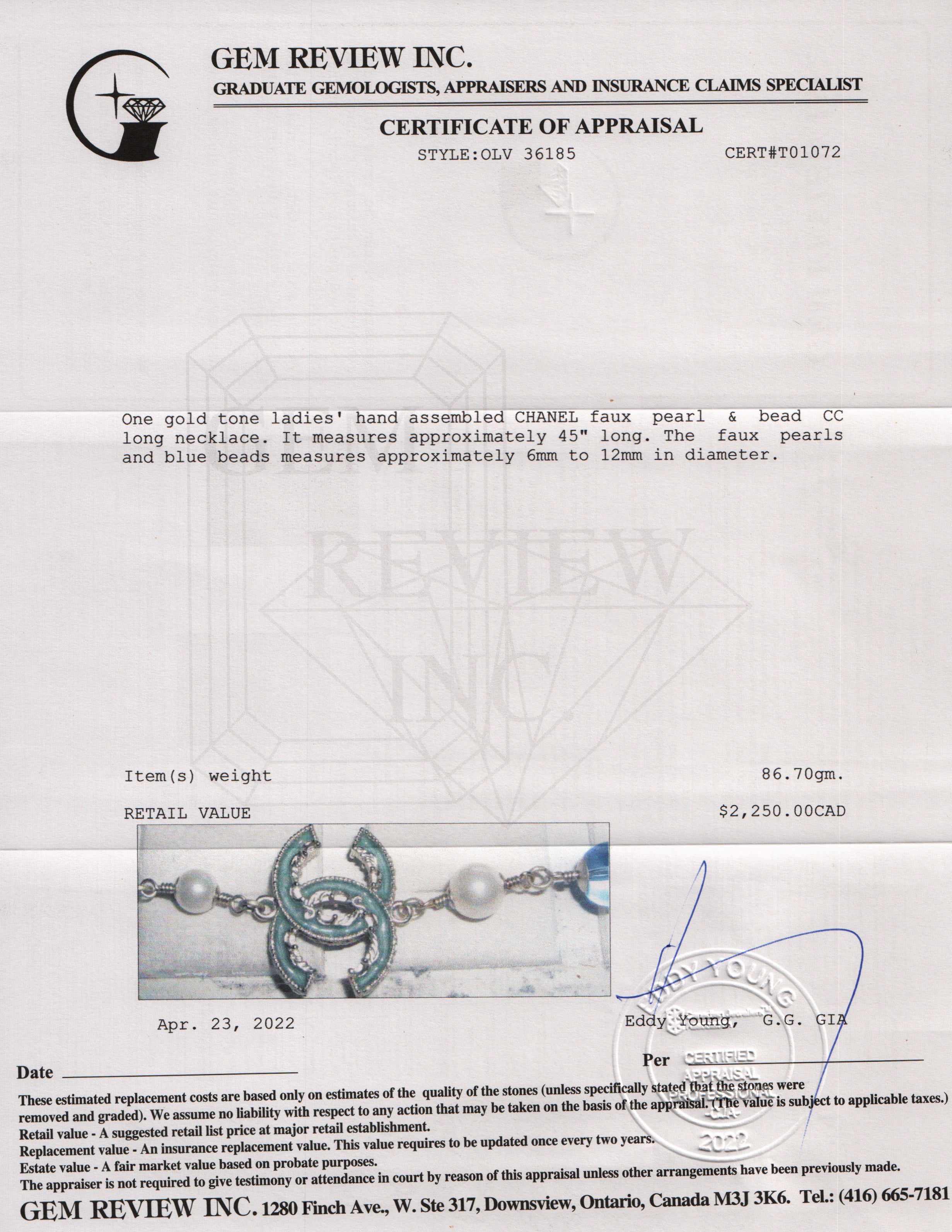 Chanel Faux Pearl & Bead CC Necklace