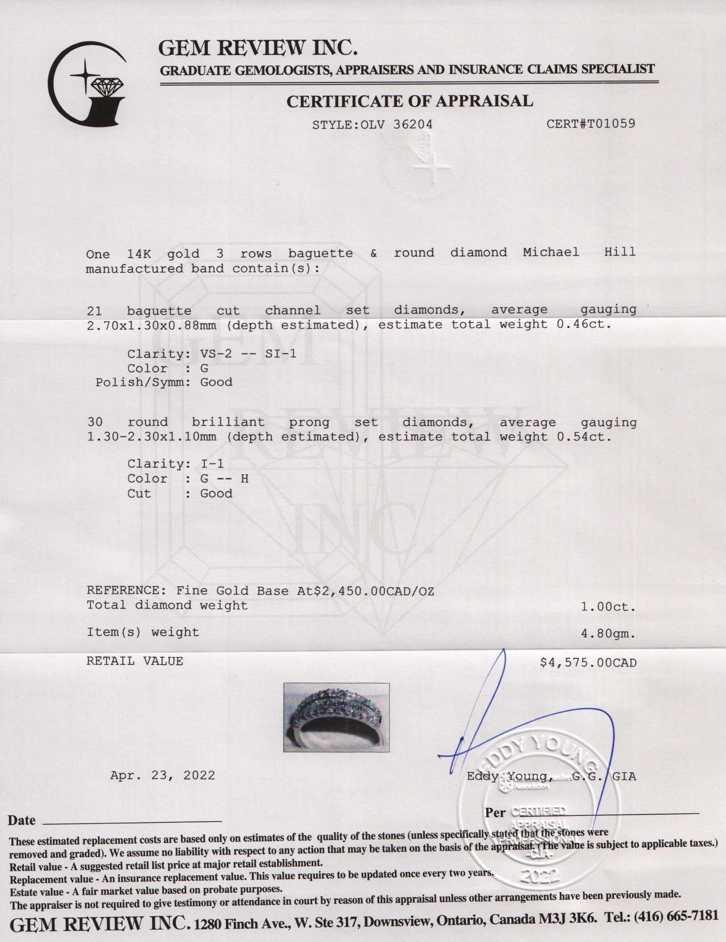 Micheal Hill 14k White Gold Diamond Band