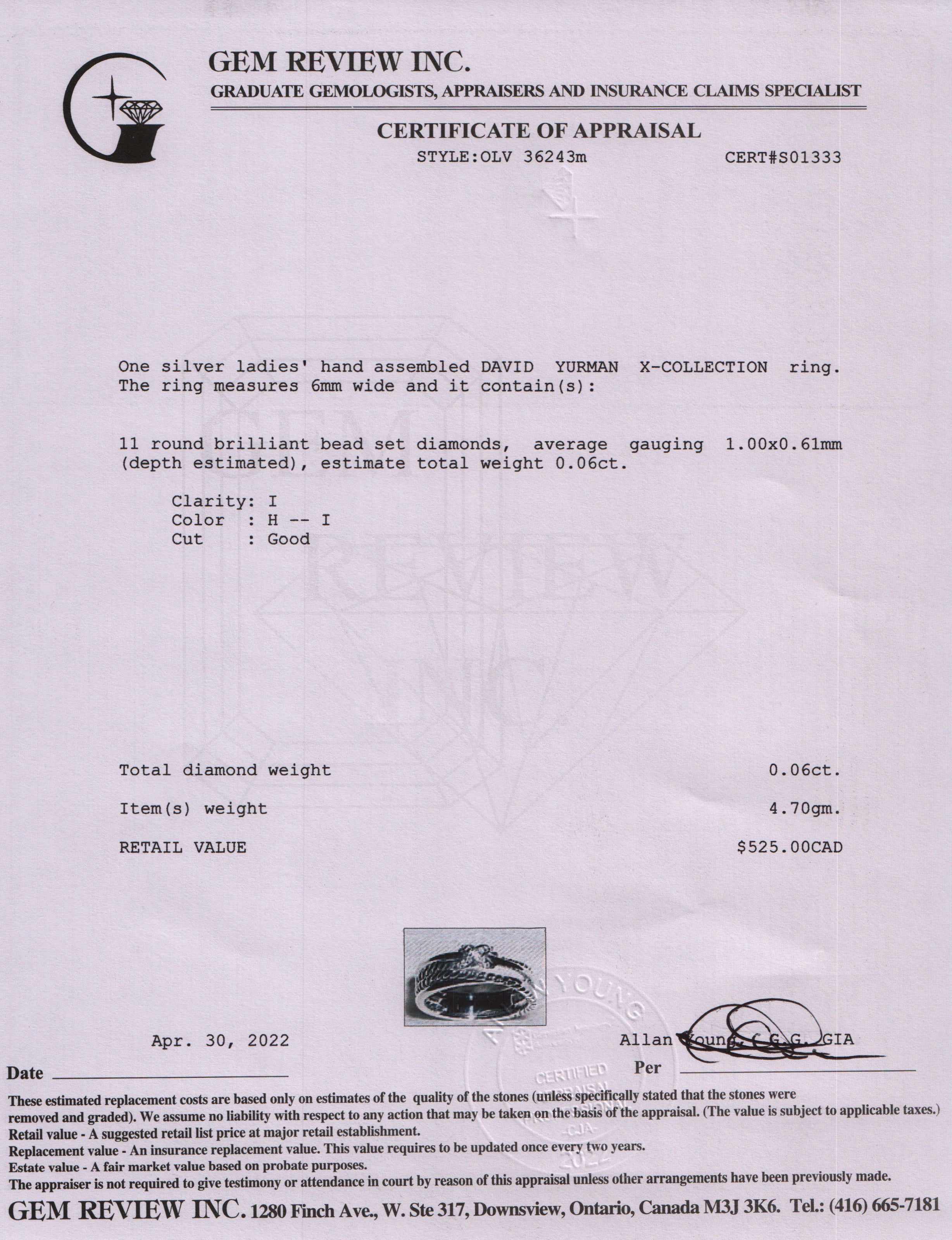 David Yurman X Collection Ring with Diamonds