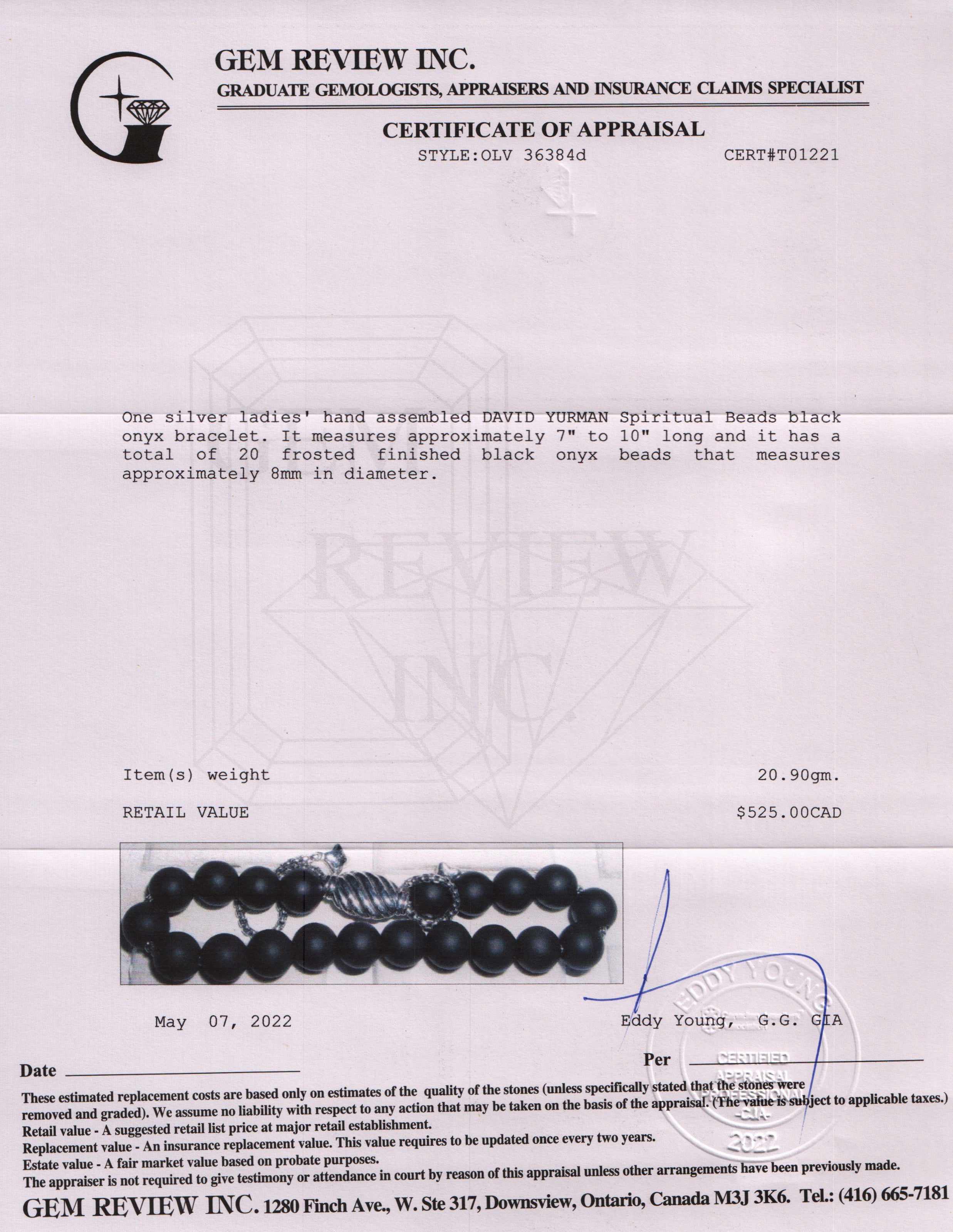 David Yurman Spiritual Beads Black Onyx Bracelet