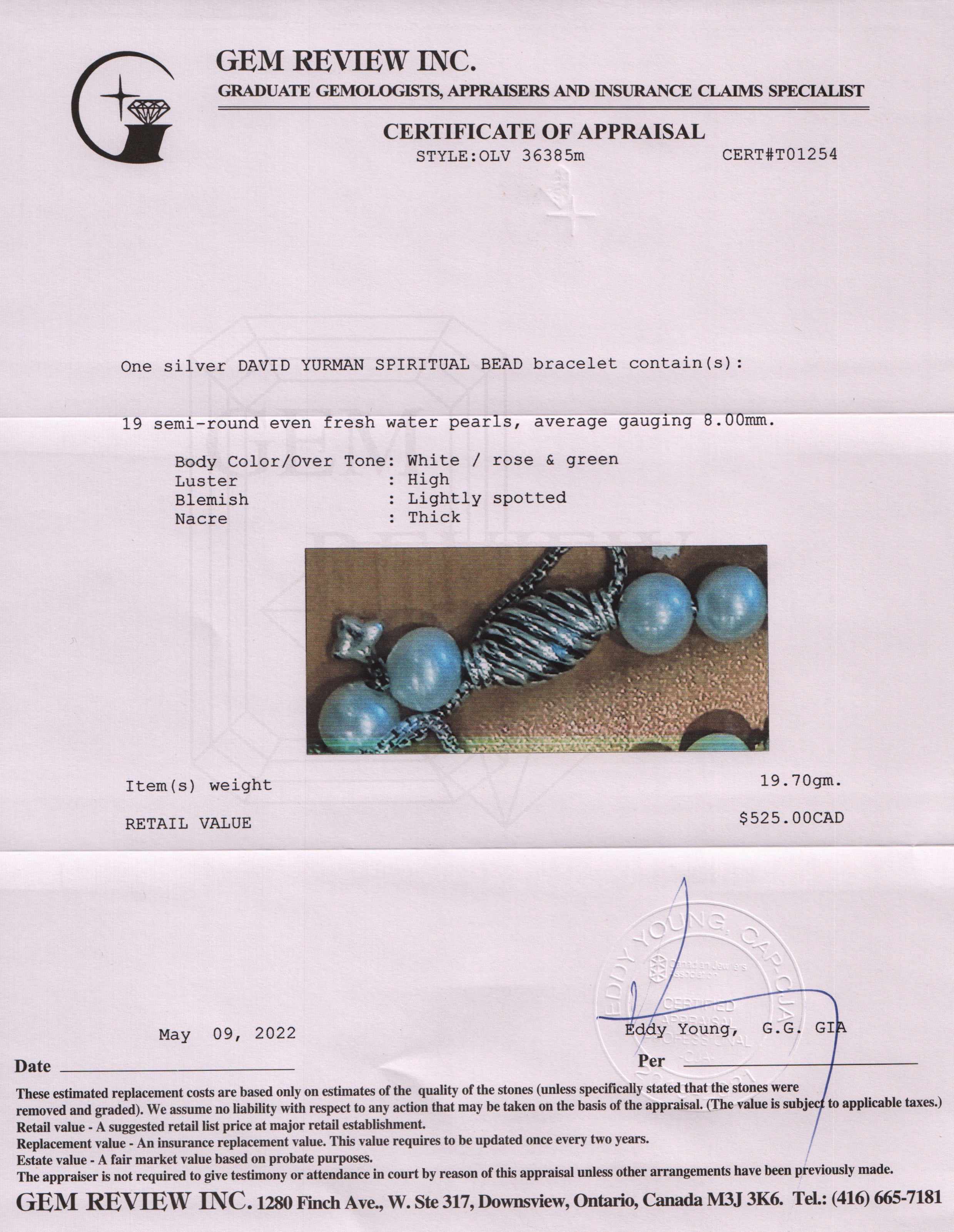 David Yurman Spiritual Beads Pearl Bracelet