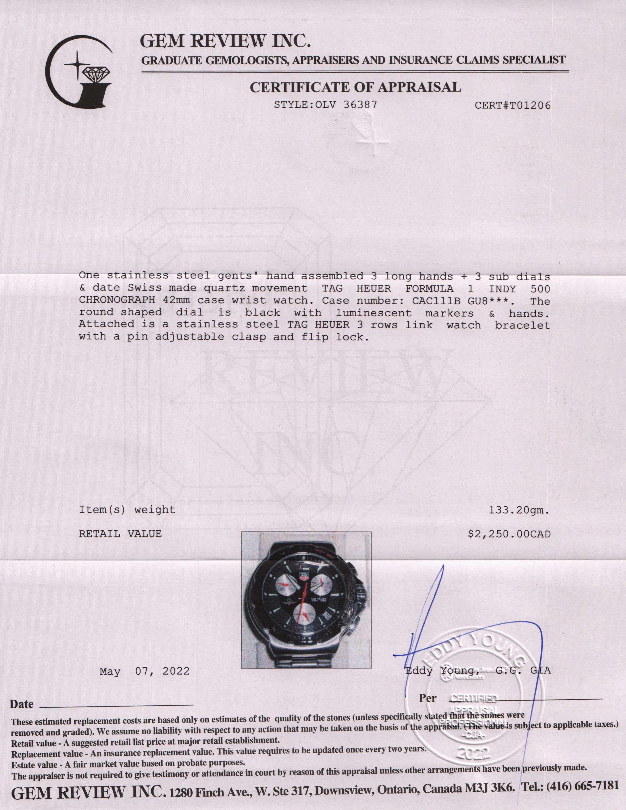 Tag Heuer Formula 1 Indy 500 Chronograph Watch